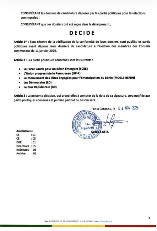 Image supplémentaire pour  CENA : cinq partis en lice