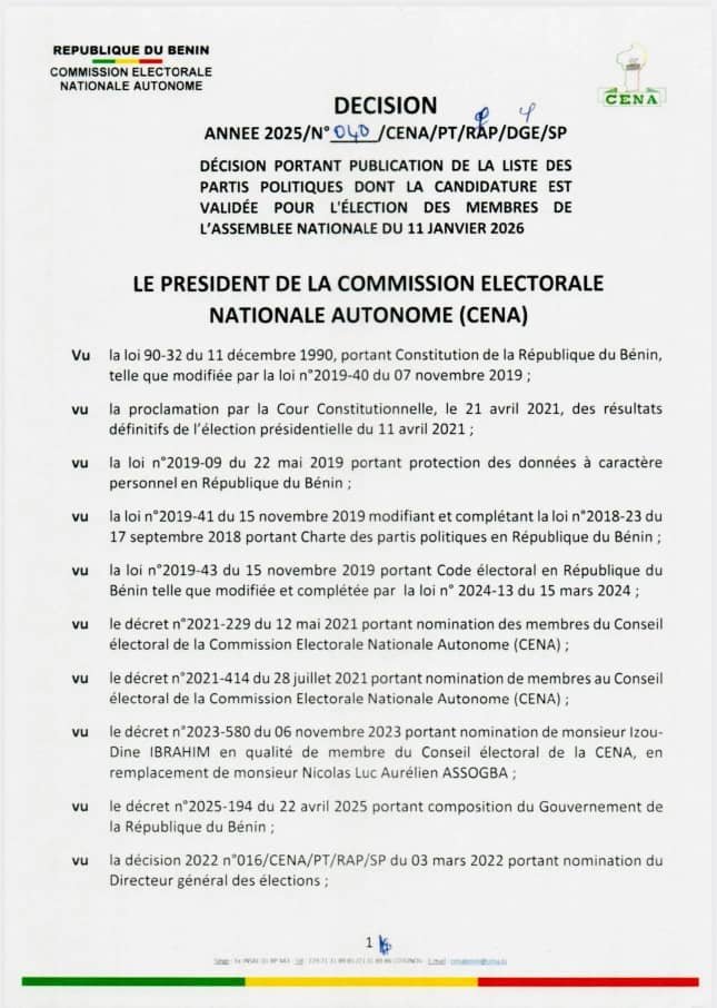 Image supplémentaire pour La CENA publie les listes définitives des partis retenus