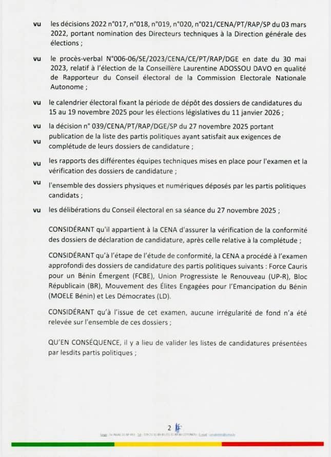 Image supplémentaire pour La CENA publie les listes définitives des partis retenus