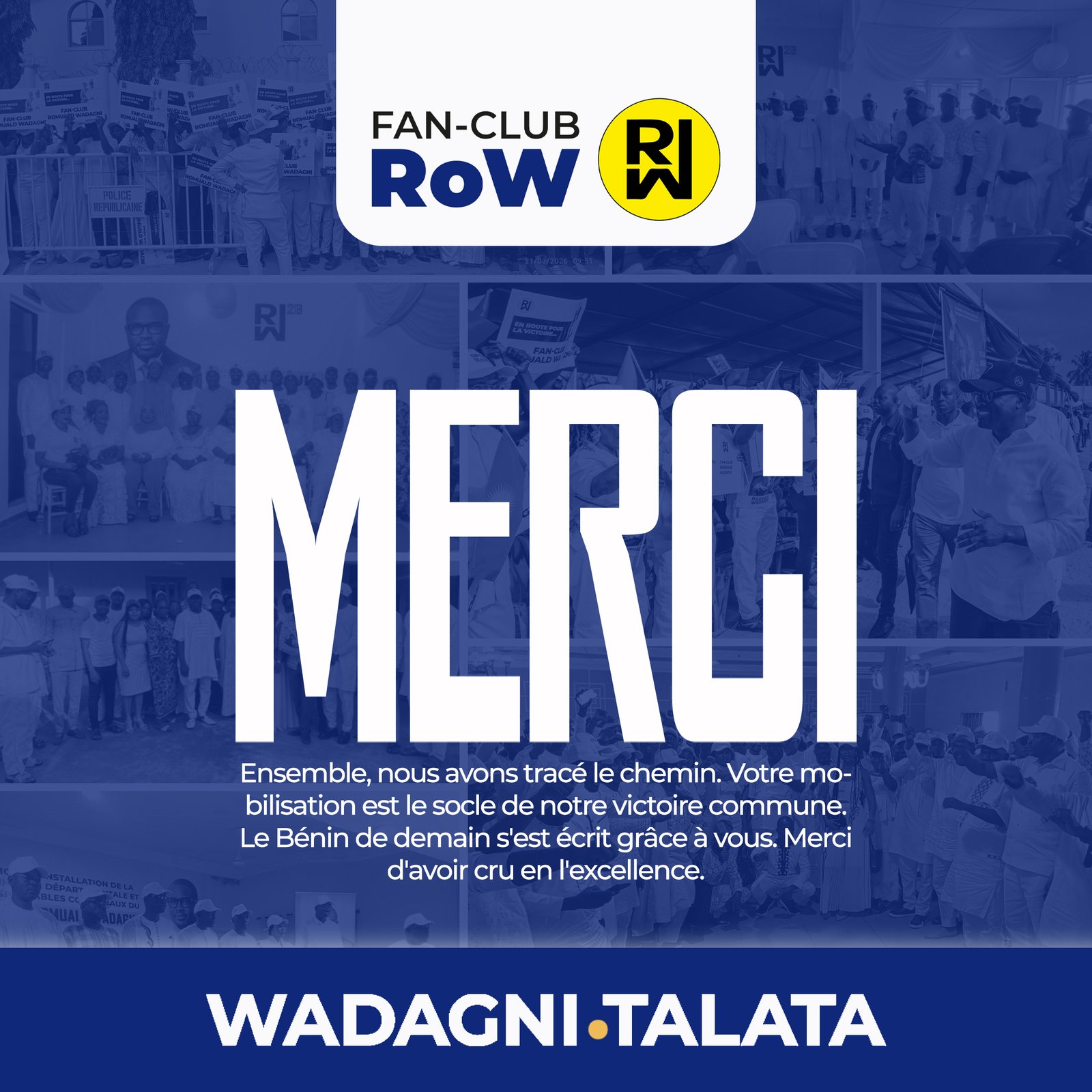 Le fan-club RoW salue la mobilisation et remercie le peuple béninois