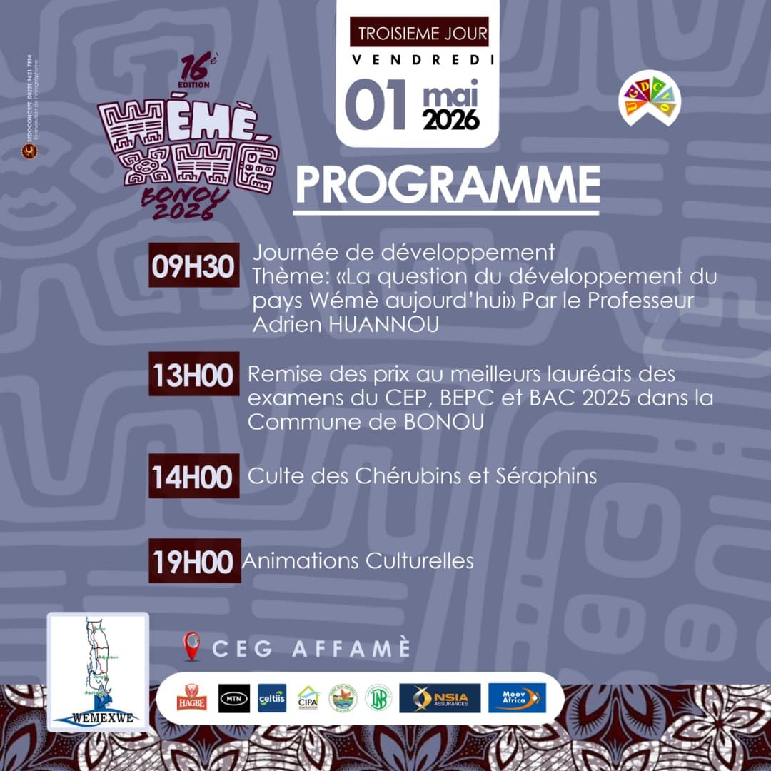 Image supplémentaire pour Bonou accueille la 16e édition du Wémèxwé 2026