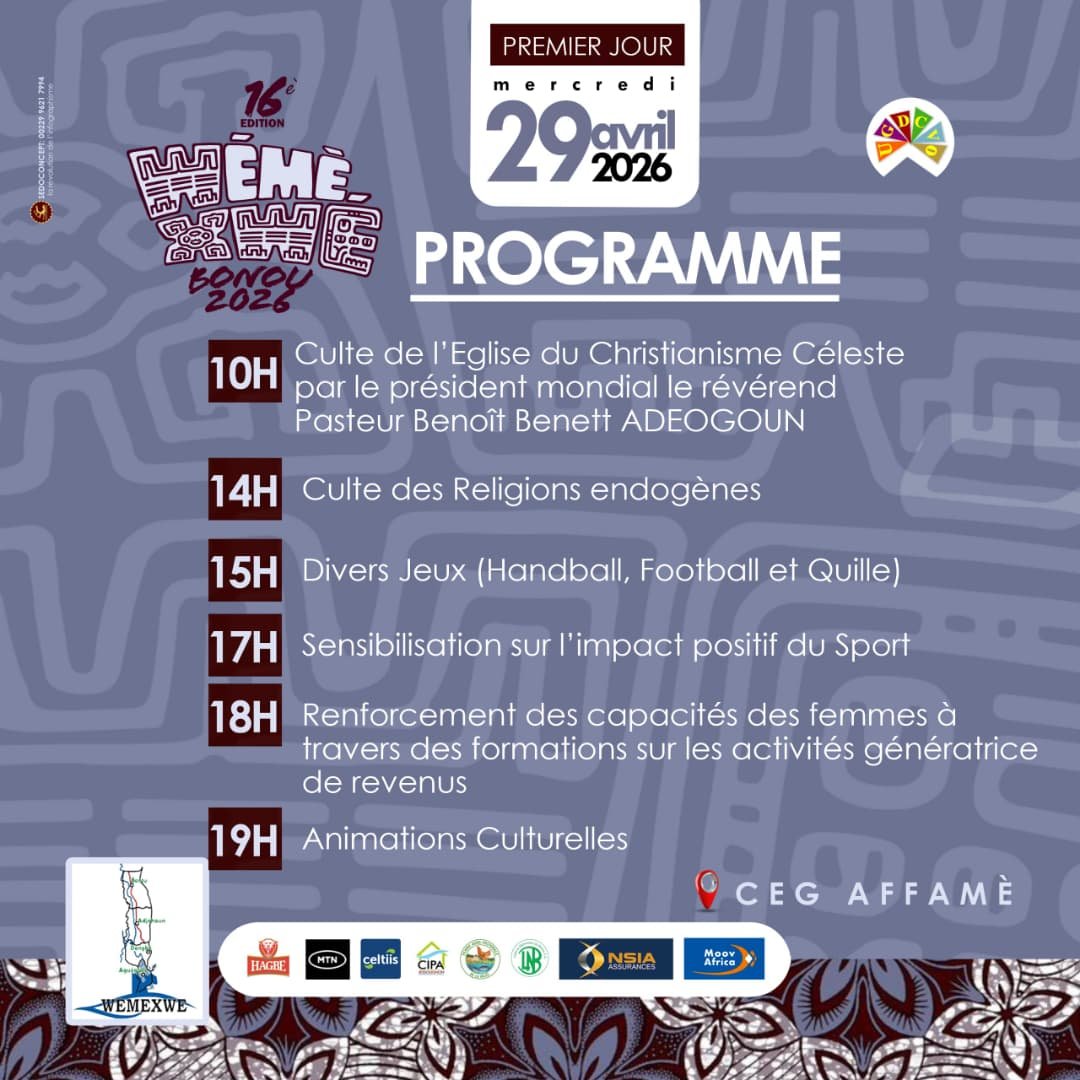 Image supplémentaire pour Bonou accueille la 16e édition du Wémèxwé 2026