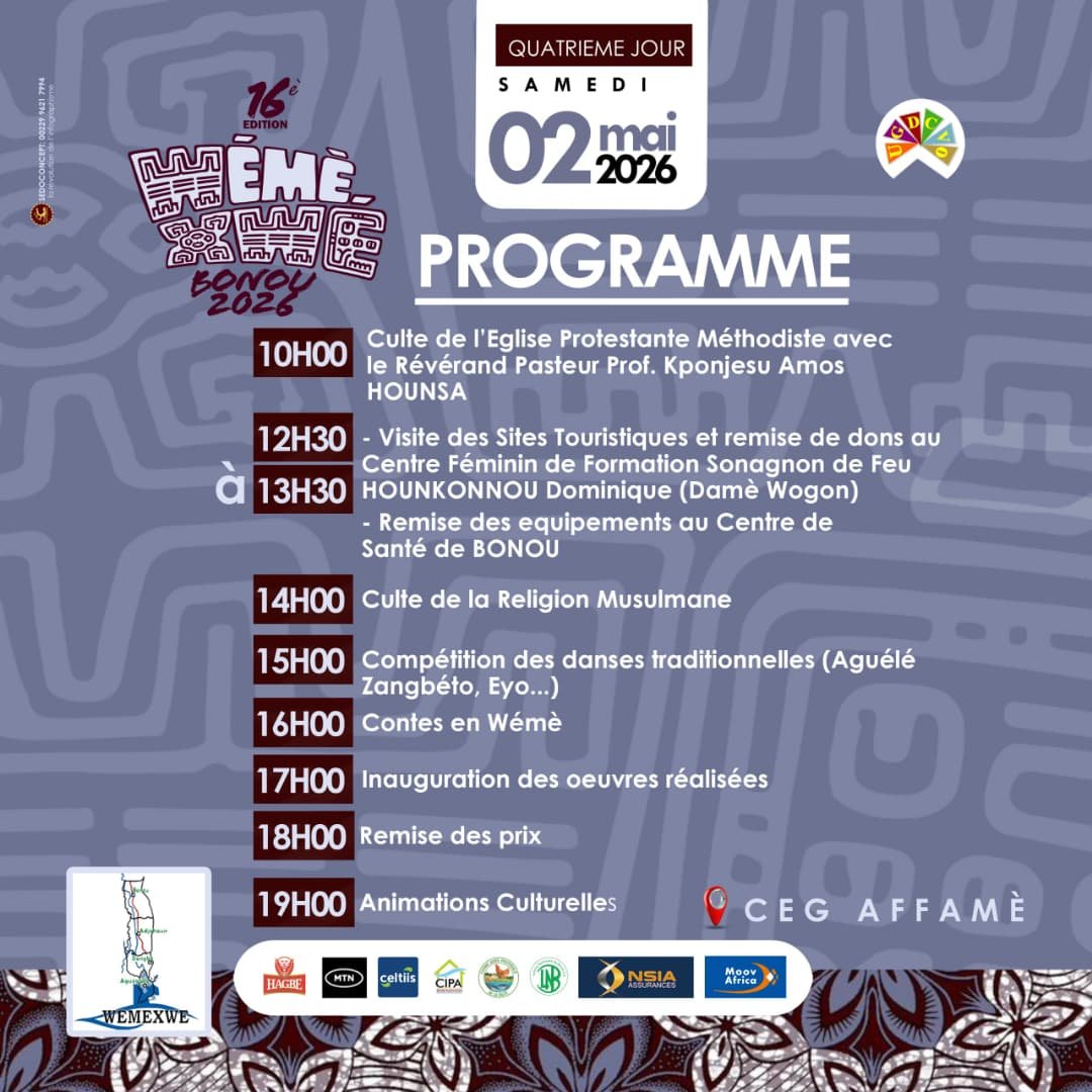 Image supplémentaire pour Bonou accueille la 16e édition du Wémèxwé 2026