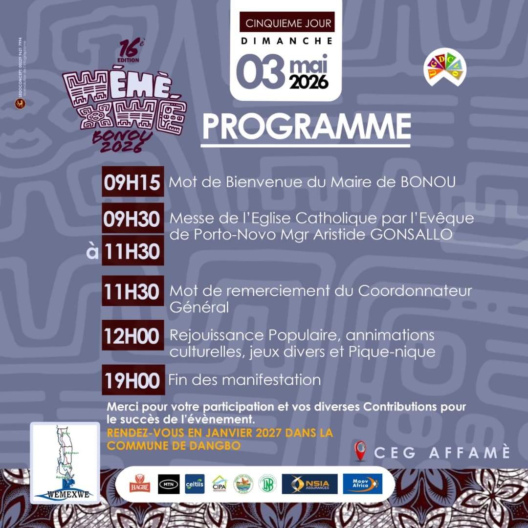 Image supplémentaire pour Bonou accueille la 16e édition du Wémèxwé 2026