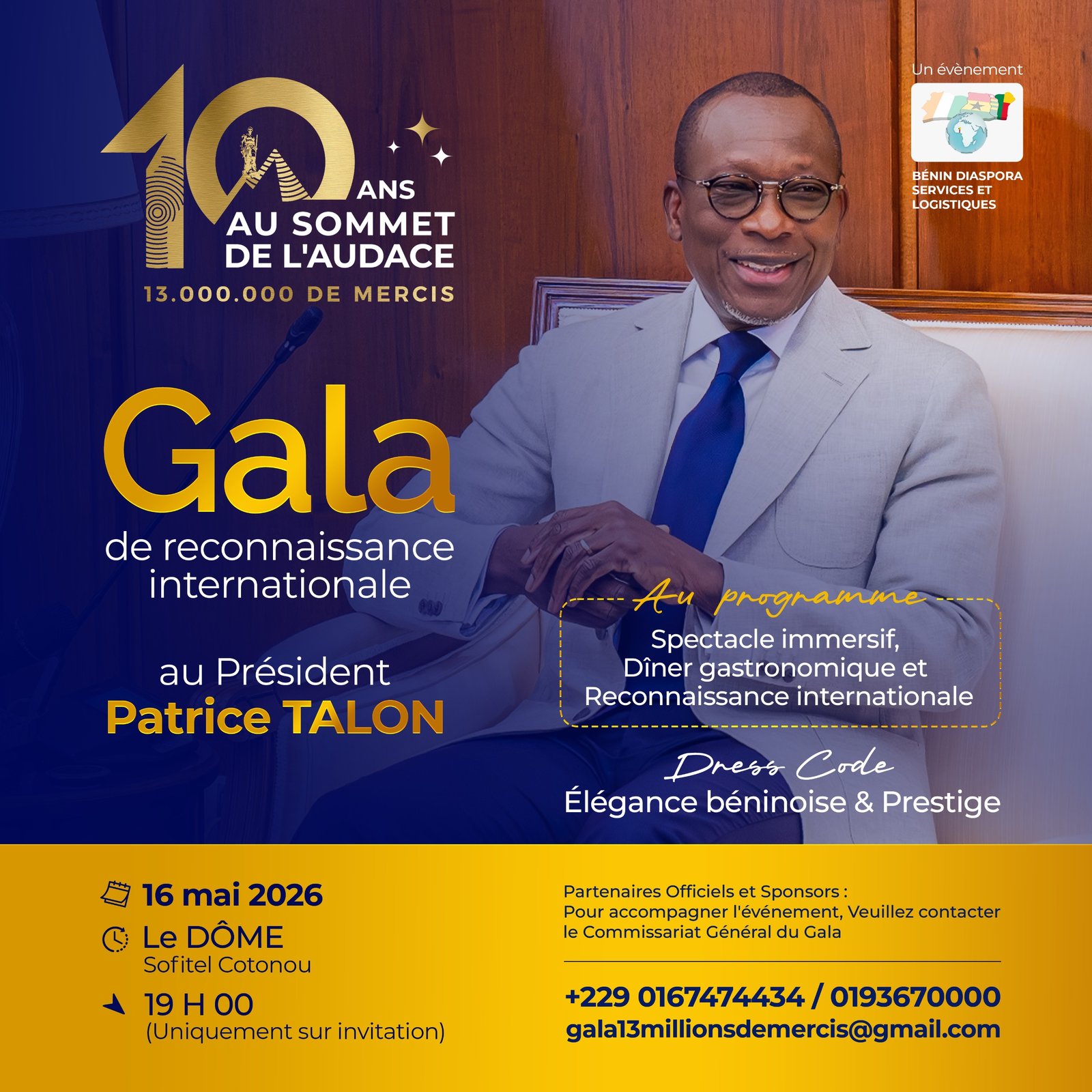 Un Gala d’envergure mondiale au Sofitel pour célébrer Patrice Talon