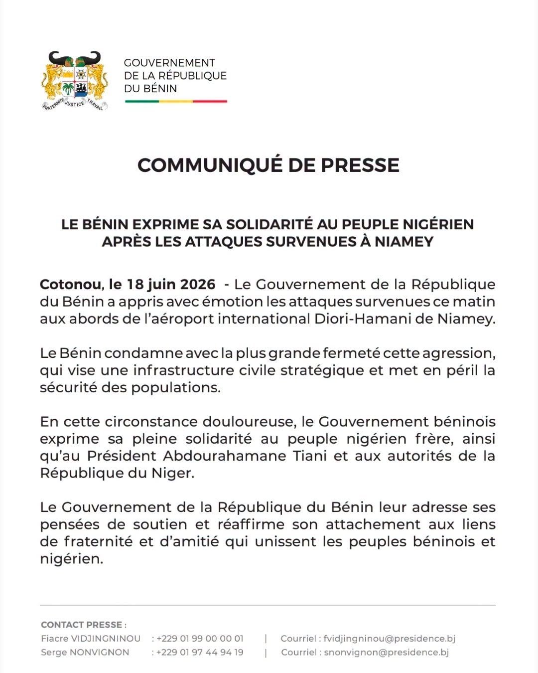 Image supplémentaire pour Le Bénin aux côtés du Niger