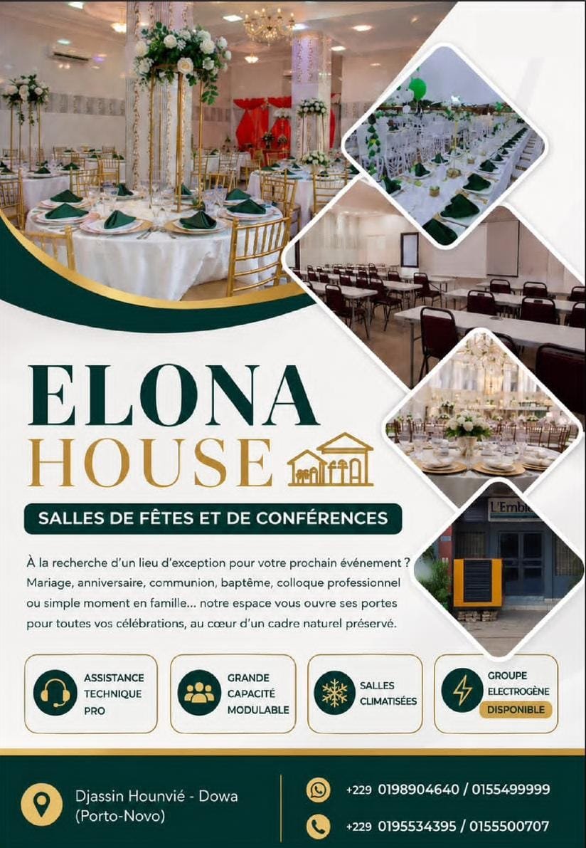 ÉVÉNEMENTIEL À PORTO-NOVO : ELONA HOUSE, UN CADRE D’EXCEPTION POUR LES FÊTES ET LES CONFÉRENCES