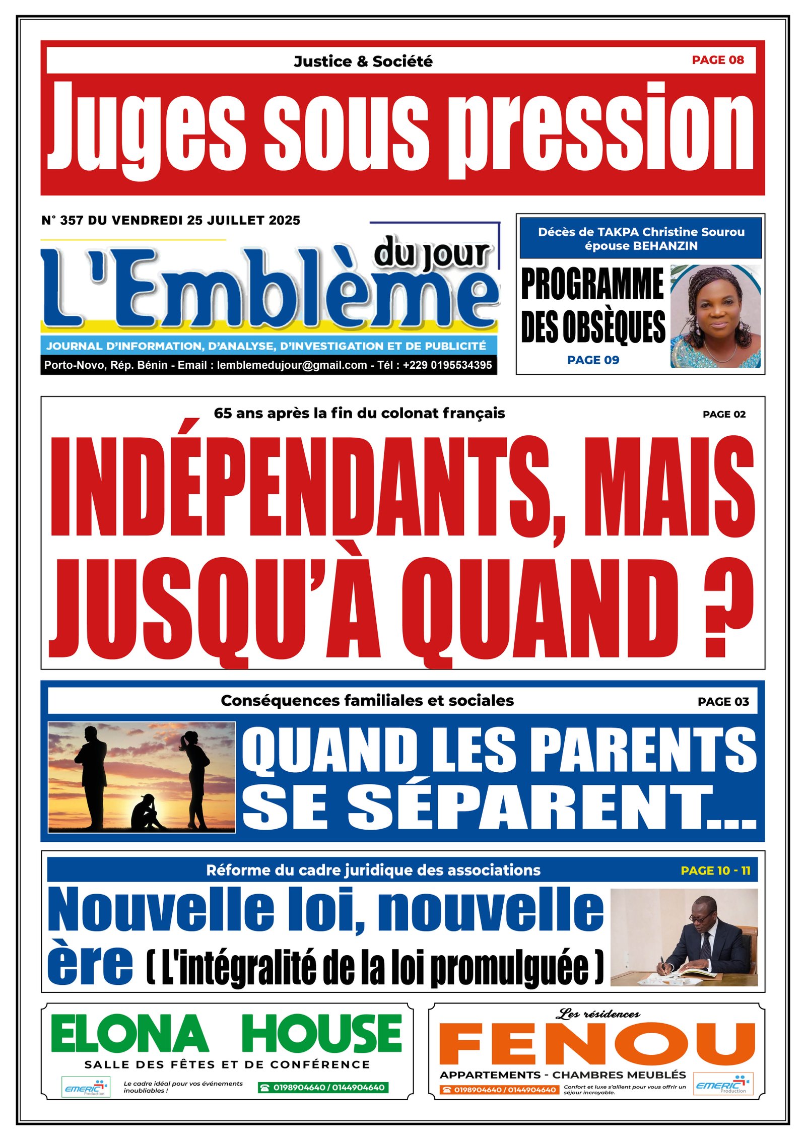 Une du journal