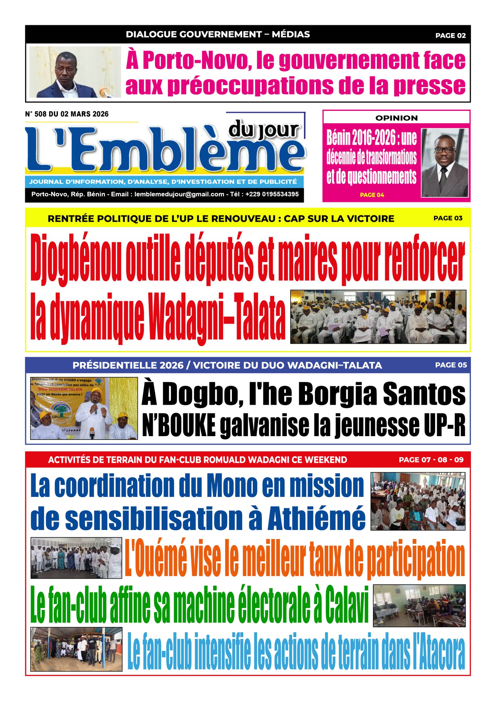 Une du journal