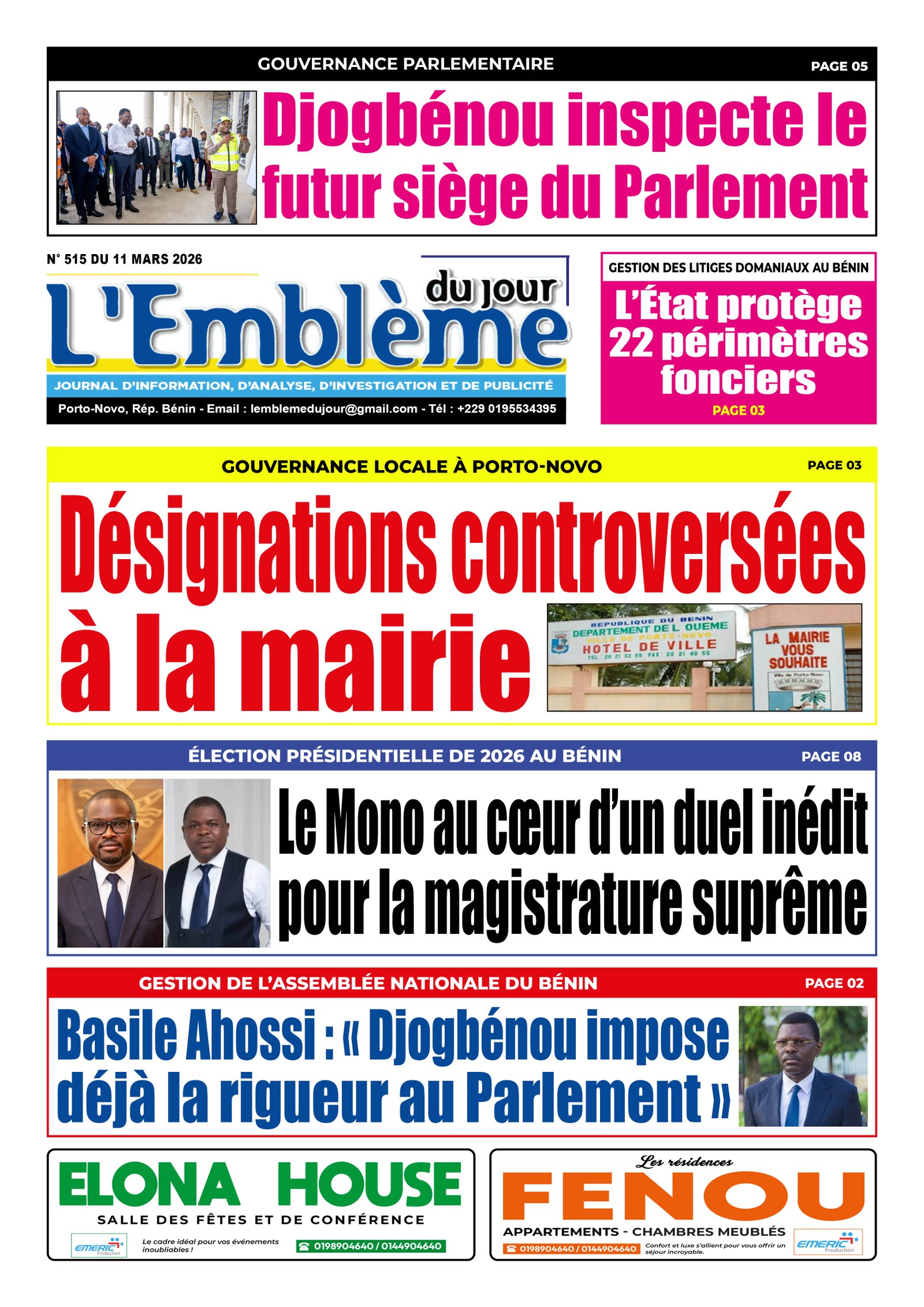 Une du journal