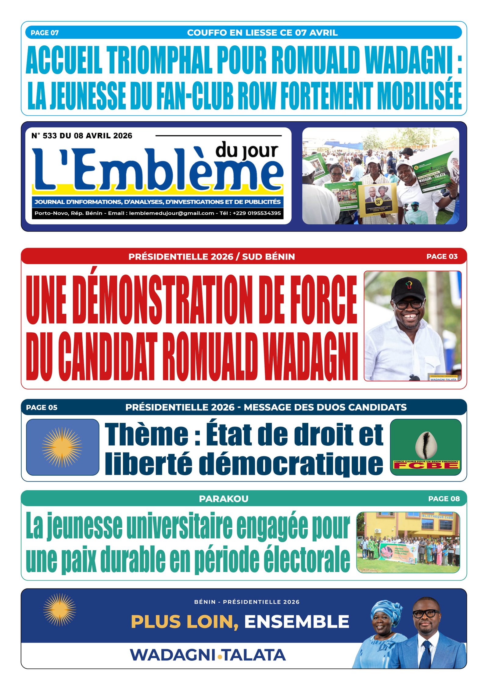 Une du journal