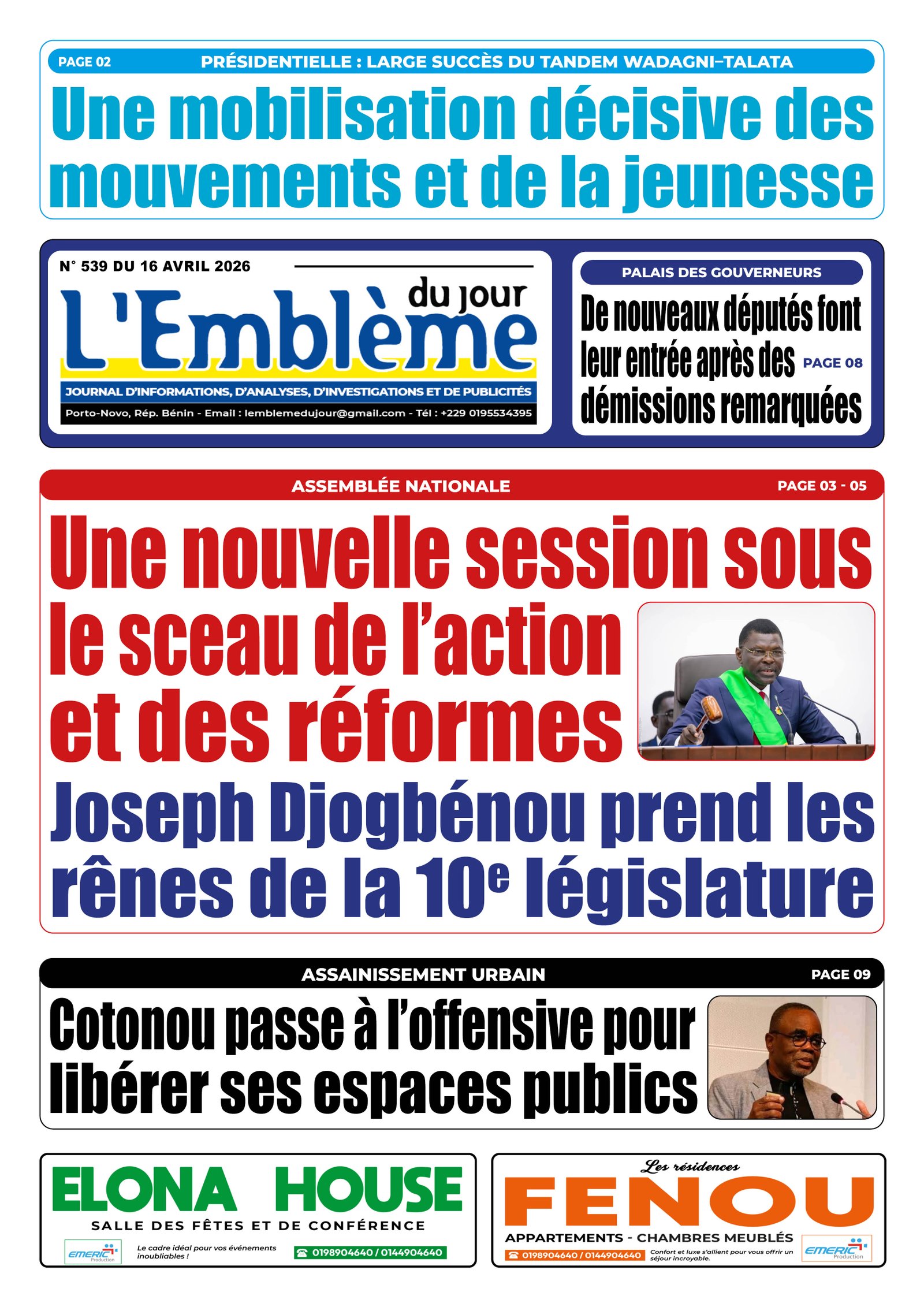 Une du journal