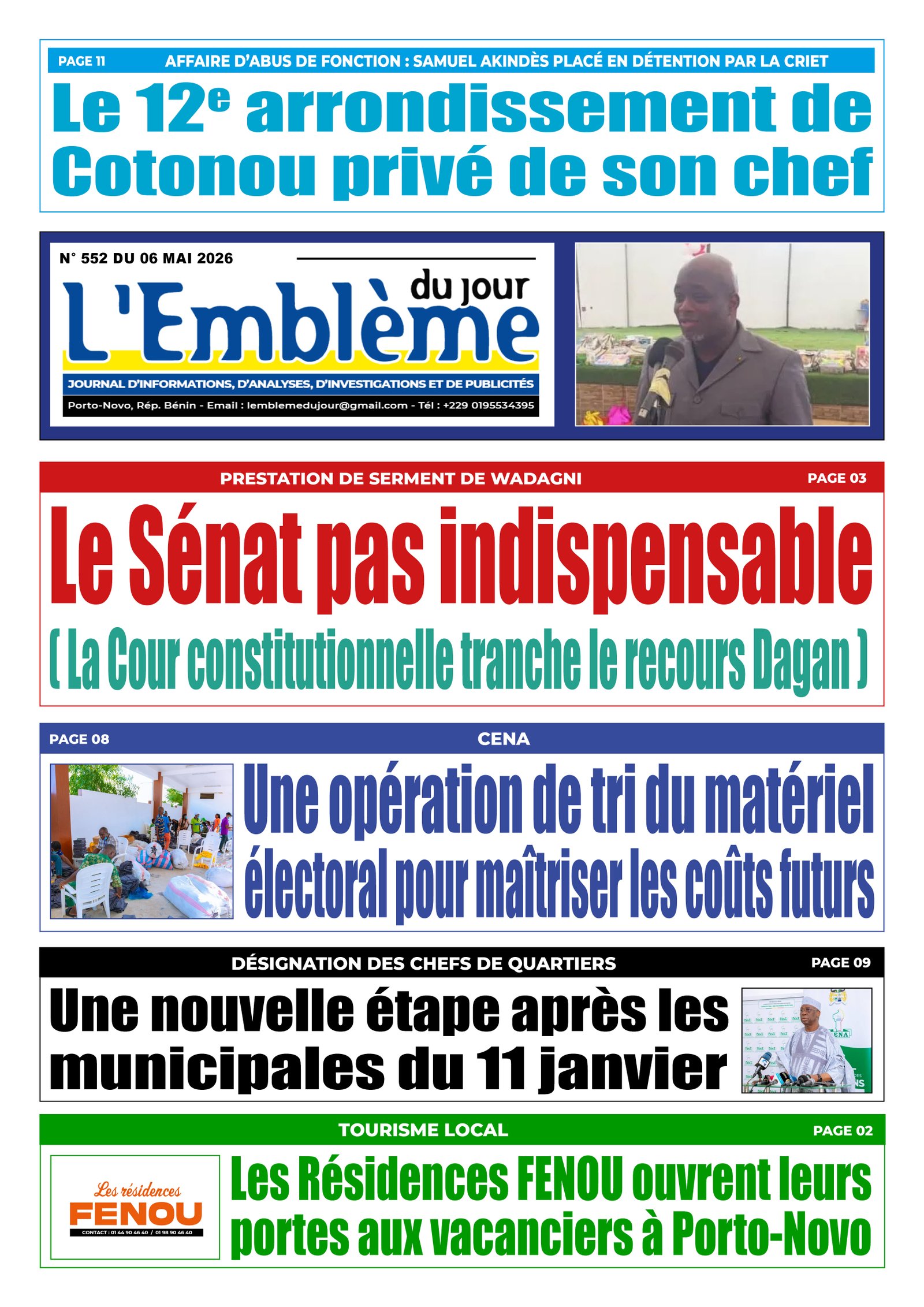 Une du journal