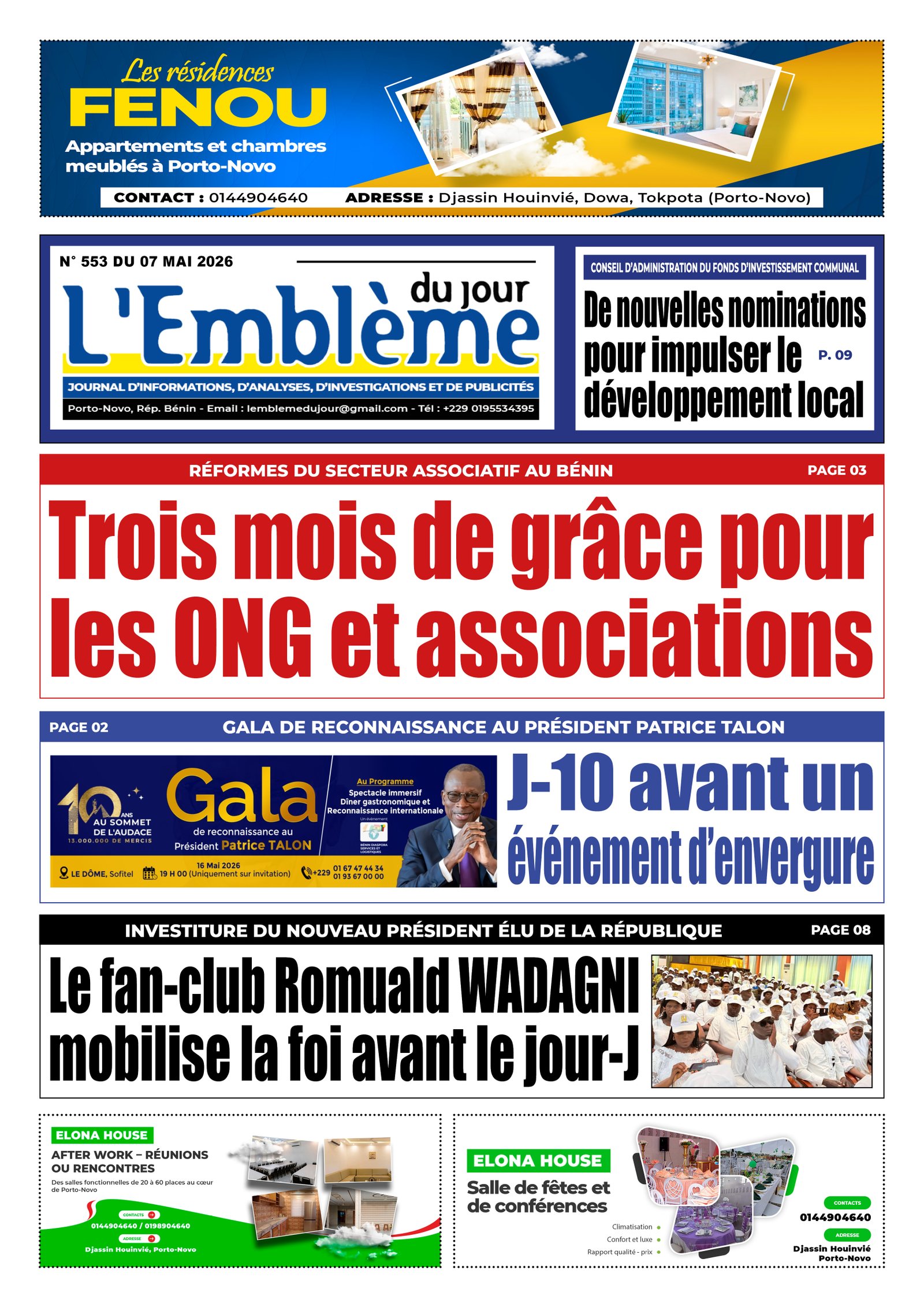 Une du journal