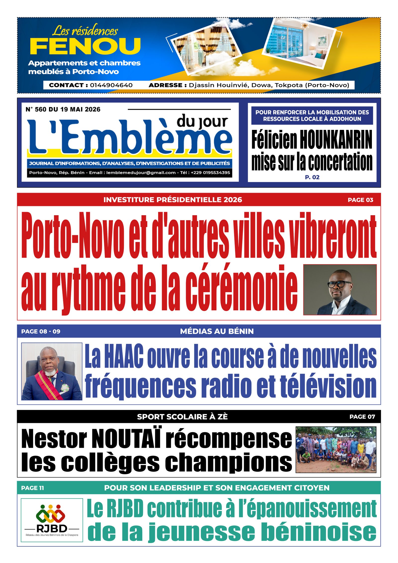 Une du journal
