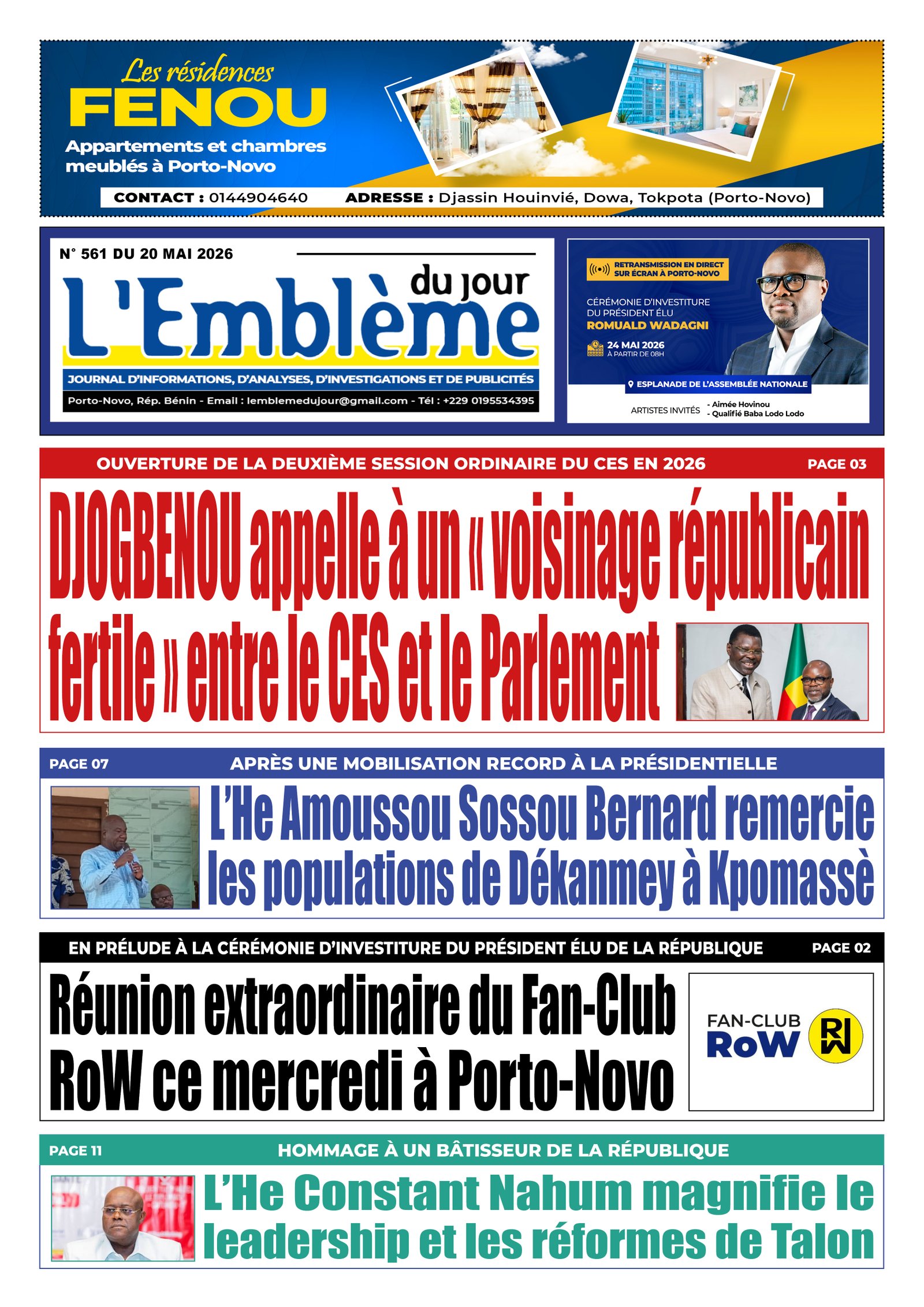 Une du journal