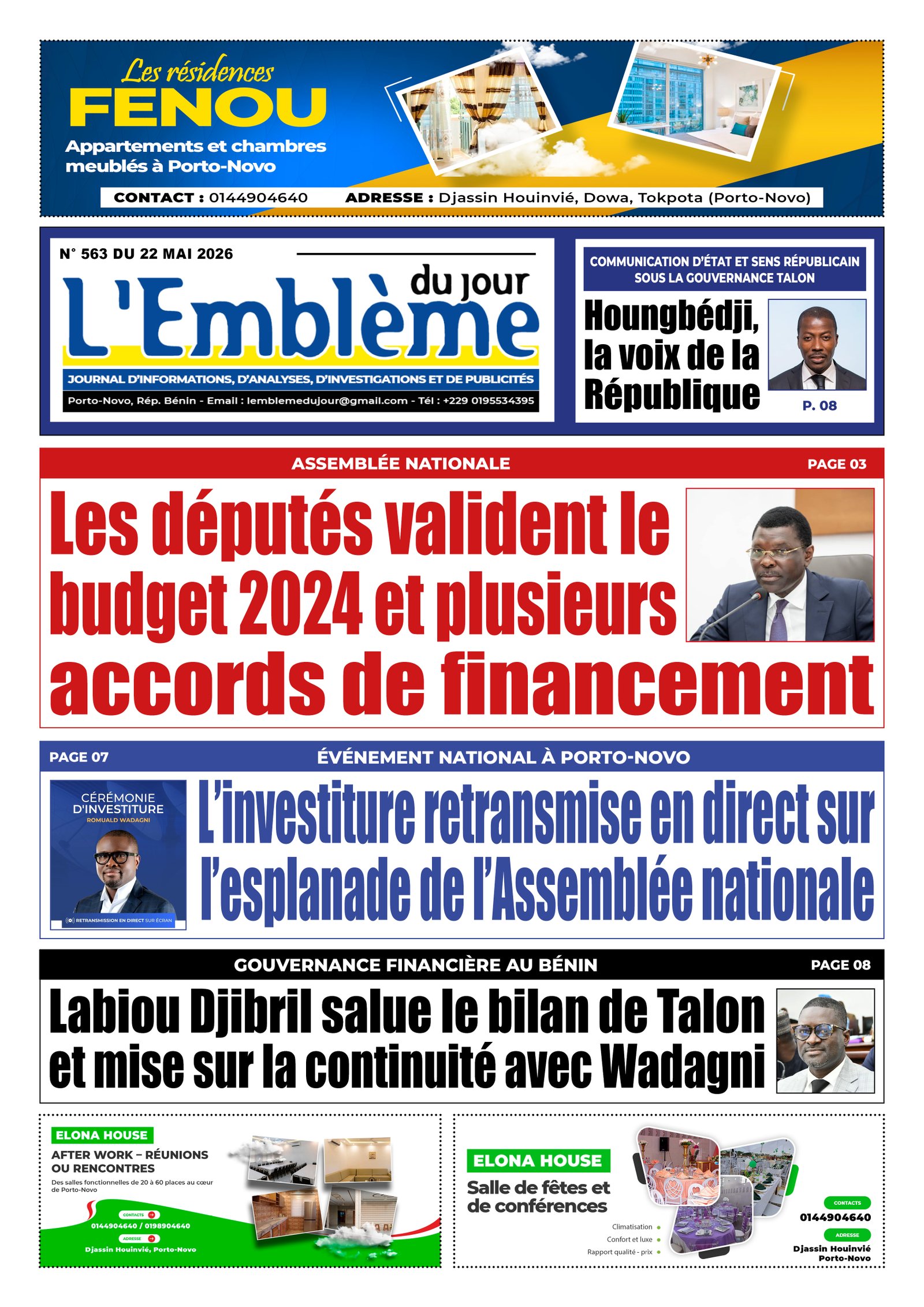 Une du journal