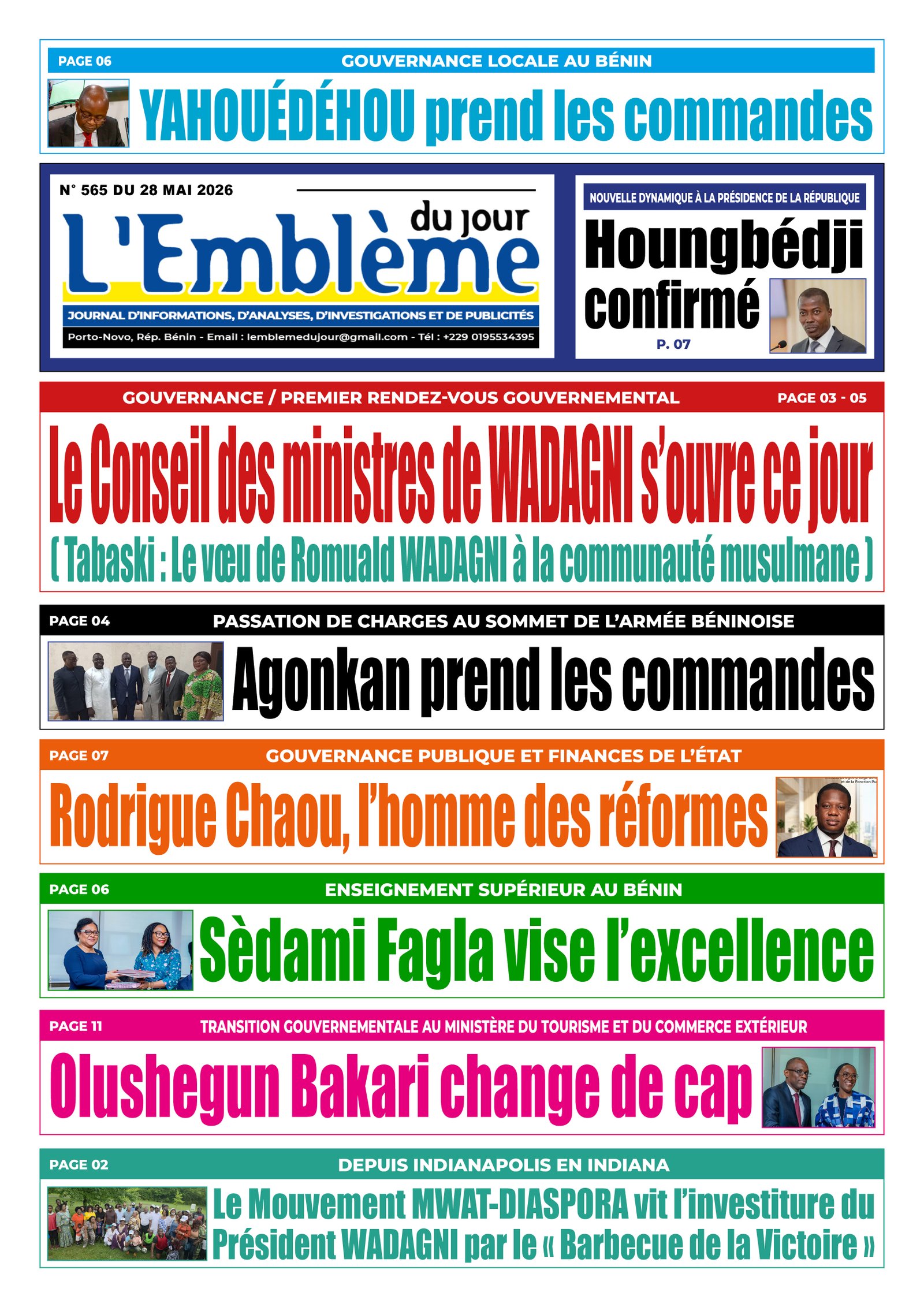 Une du journal