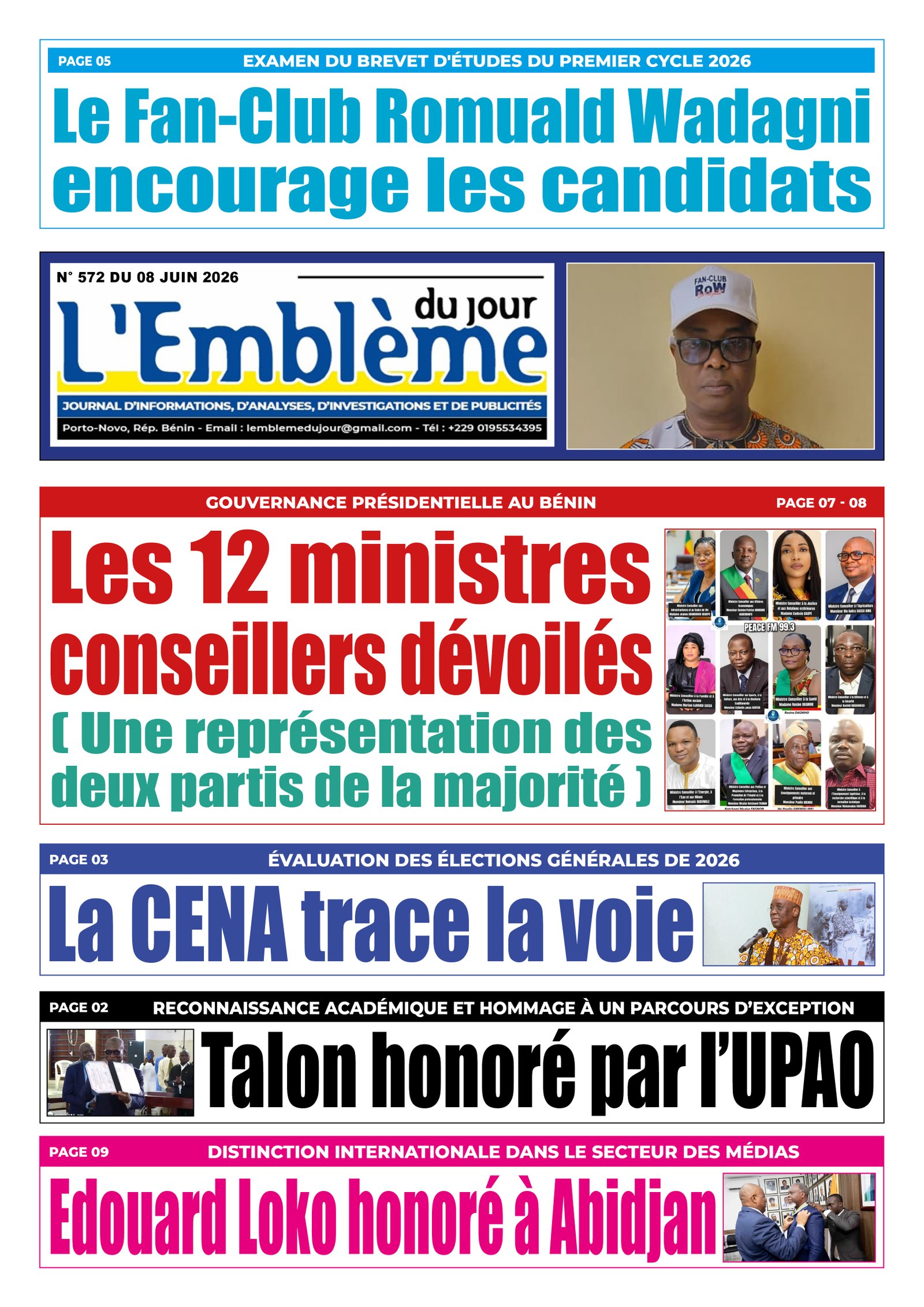 Une du journal