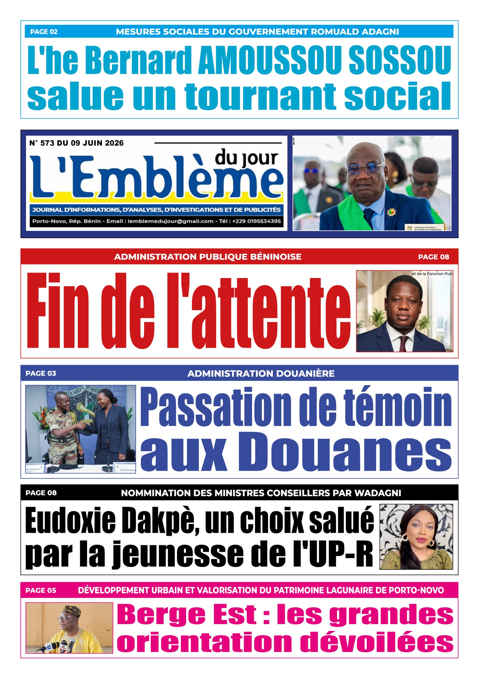 Une du journal