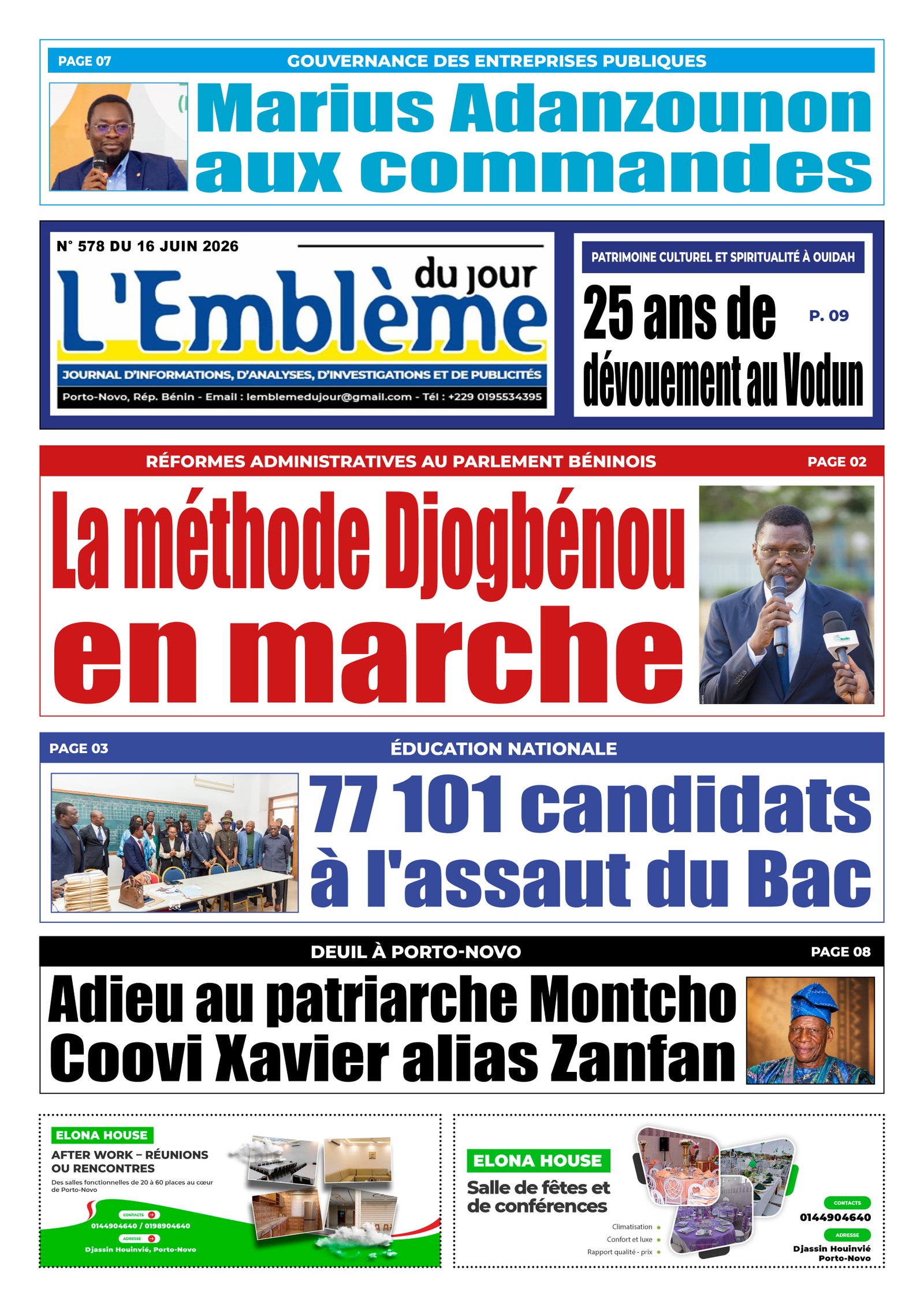 Une du journal