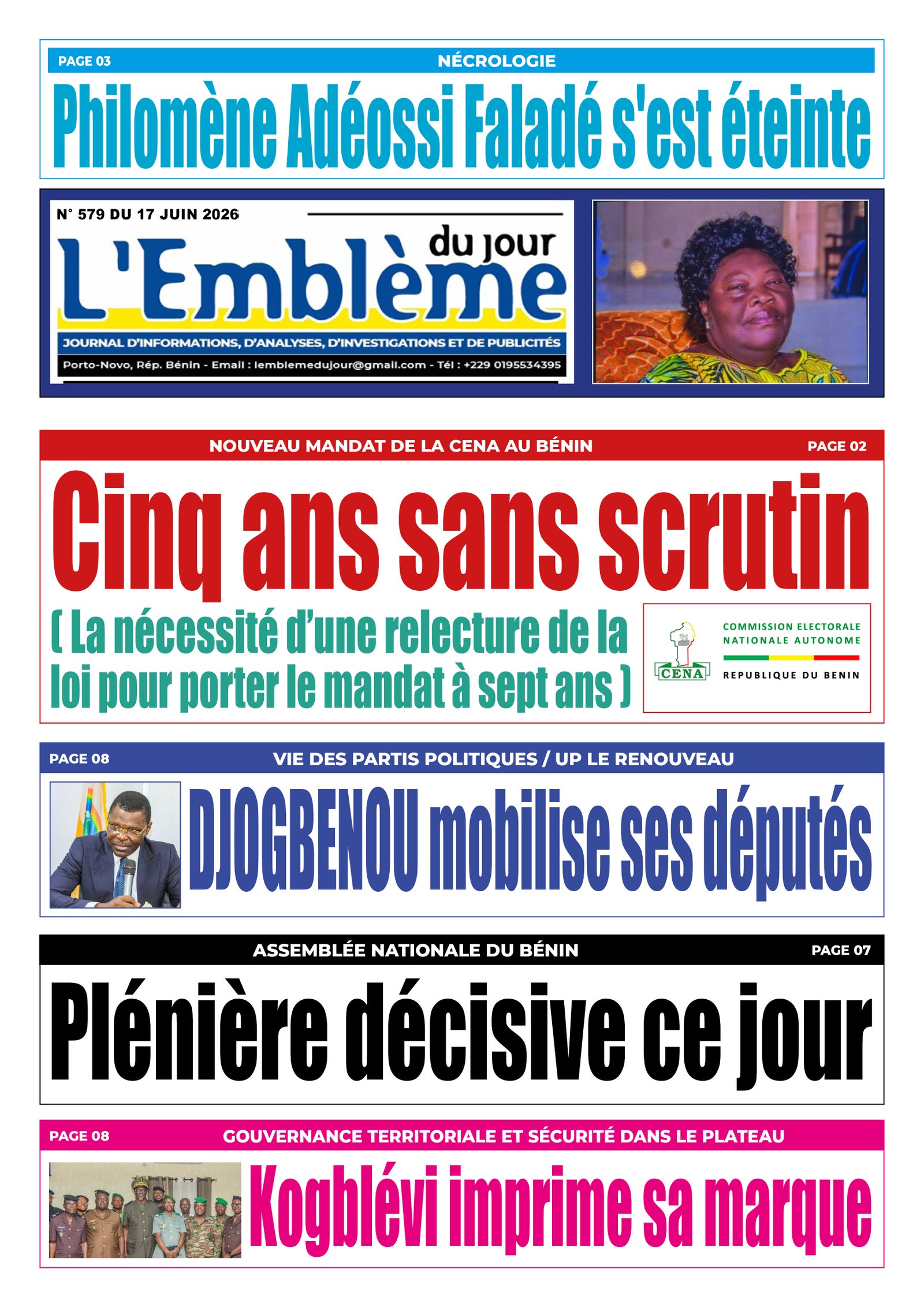 Une du journal