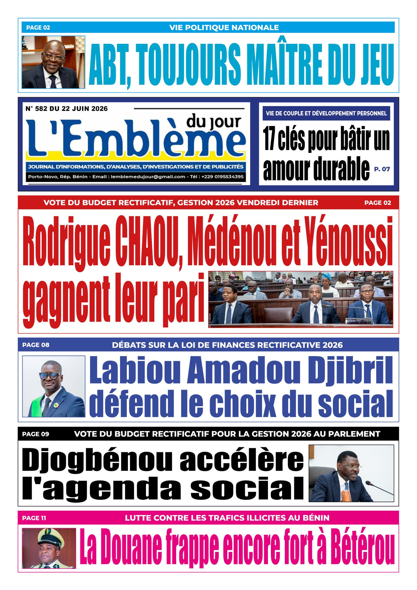 Une du journal