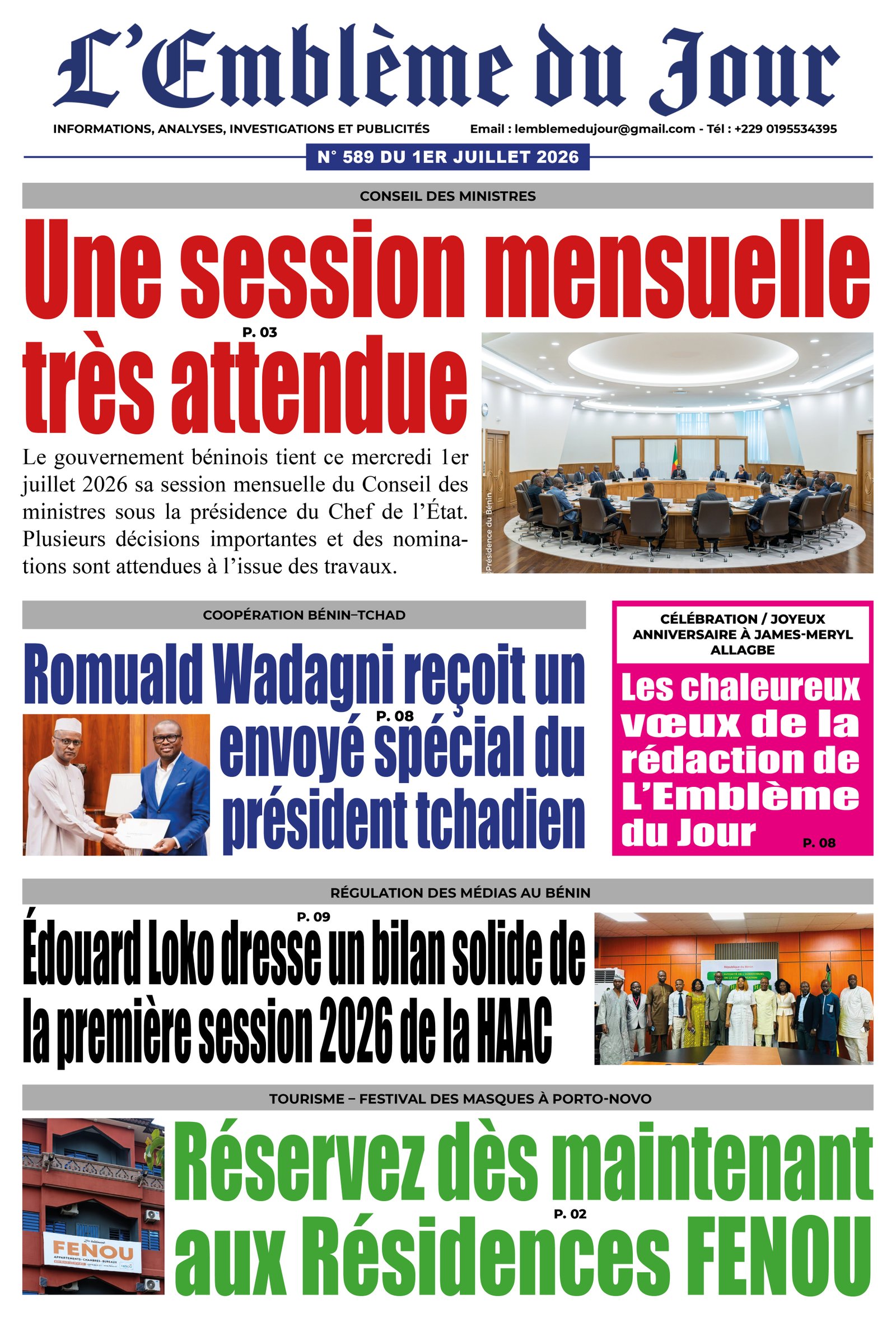 Une du journal
