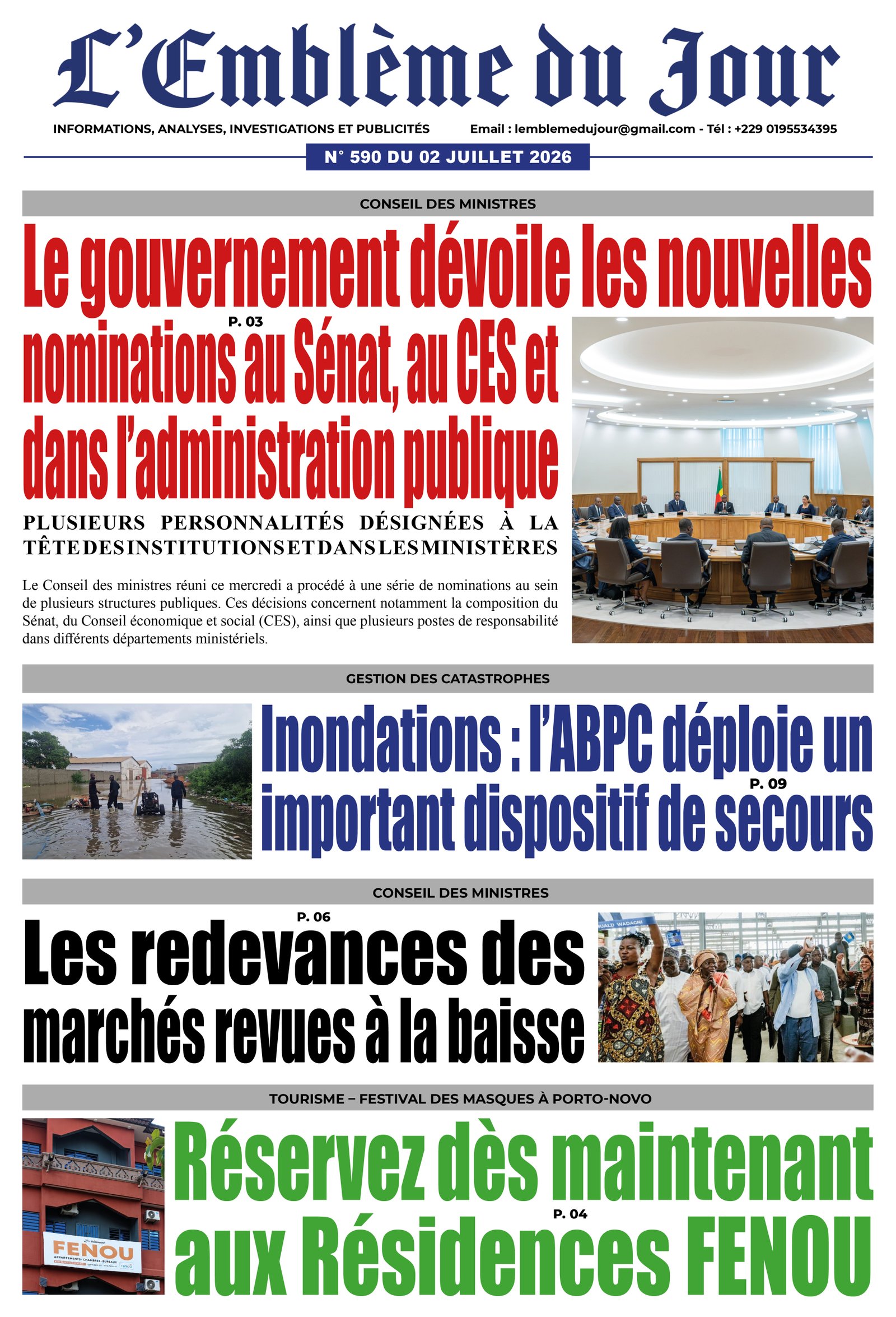 Une du journal