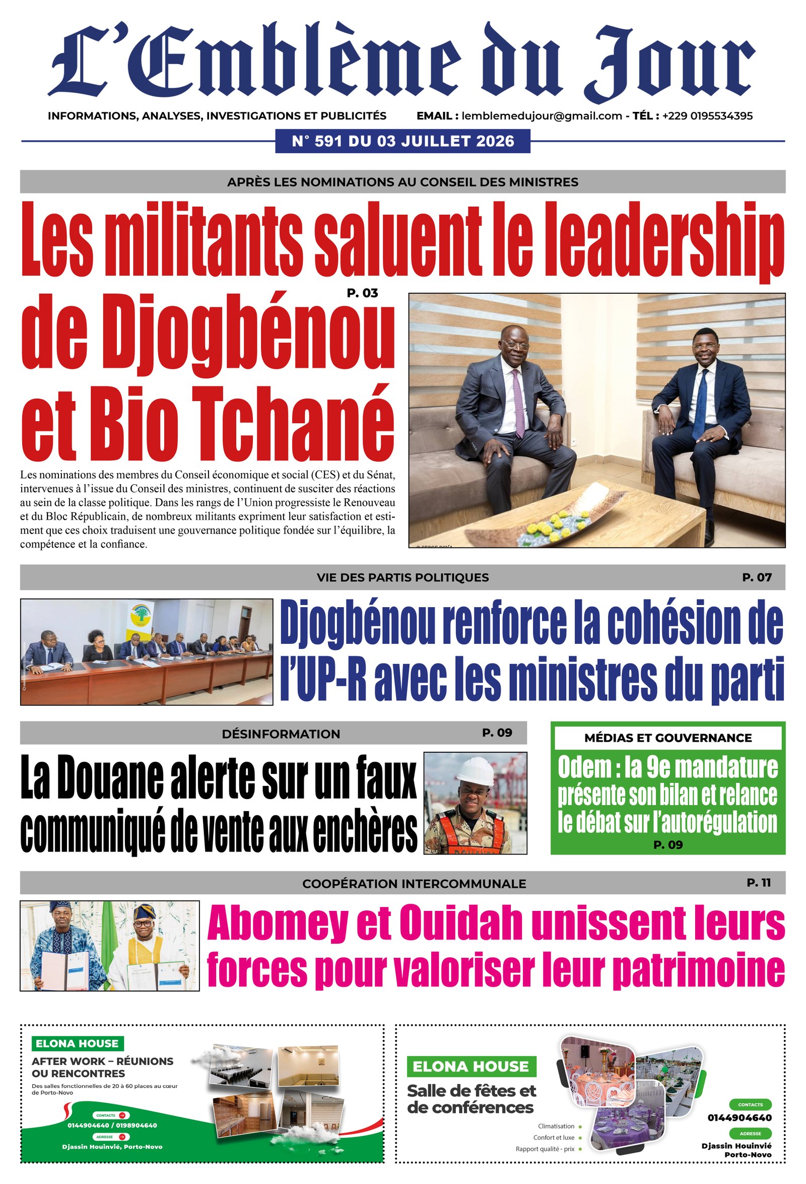 Une du journal
