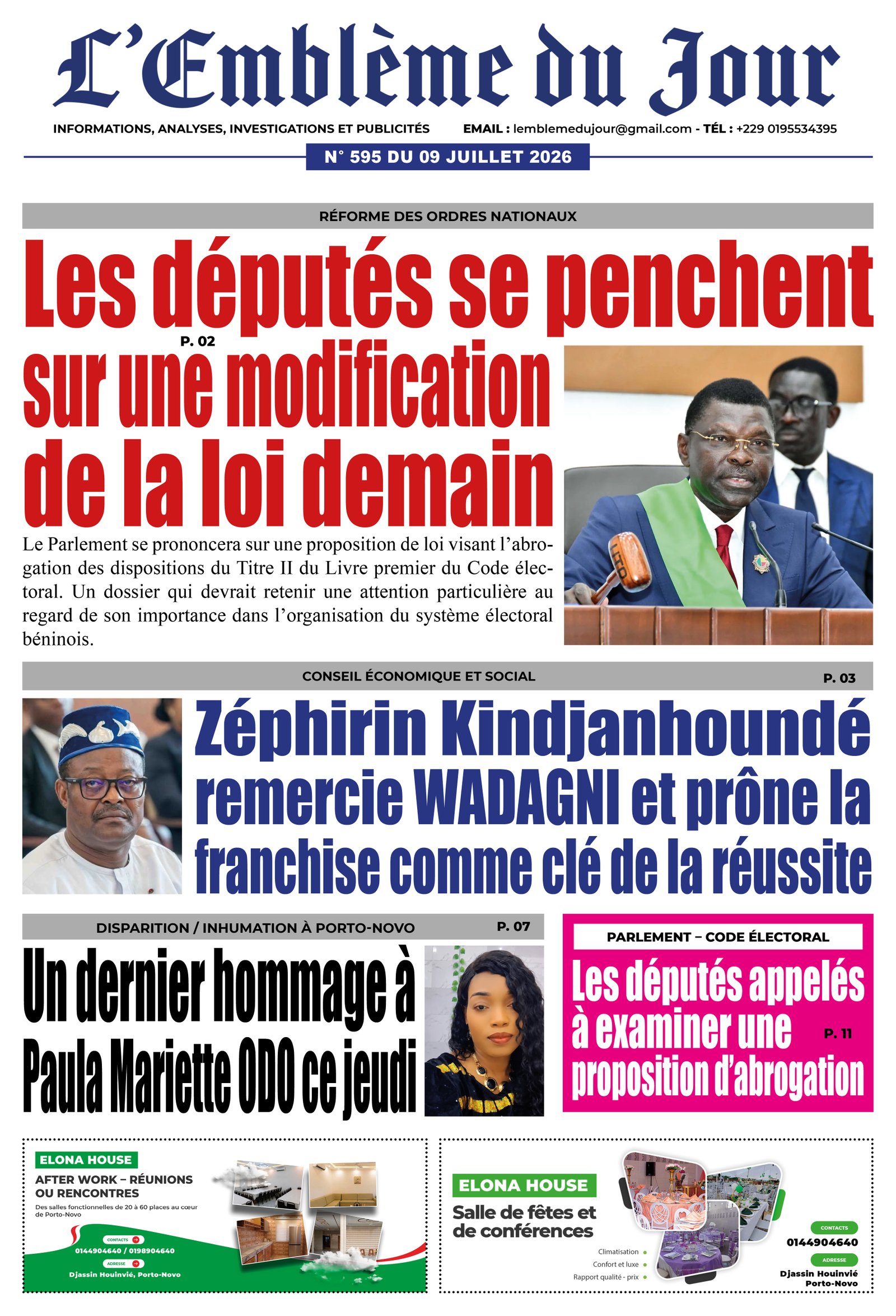 Une du journal