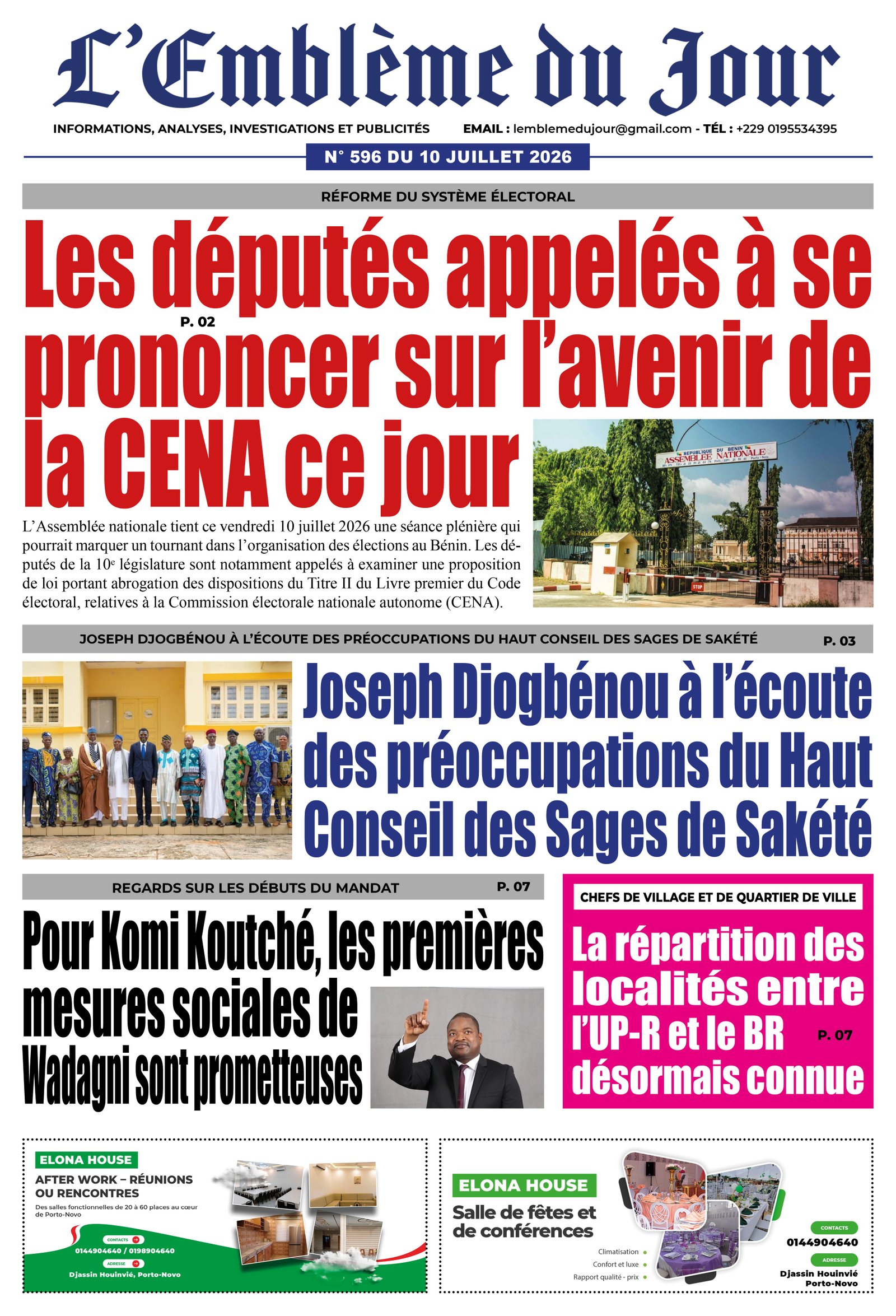 Une du journal
