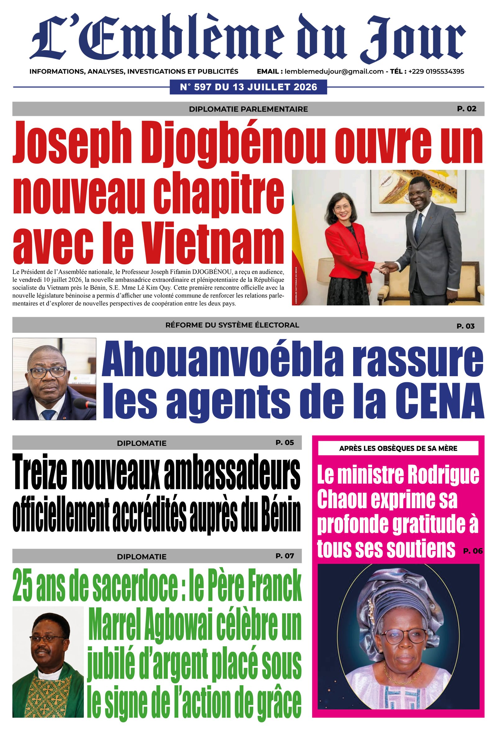 Une du journal
