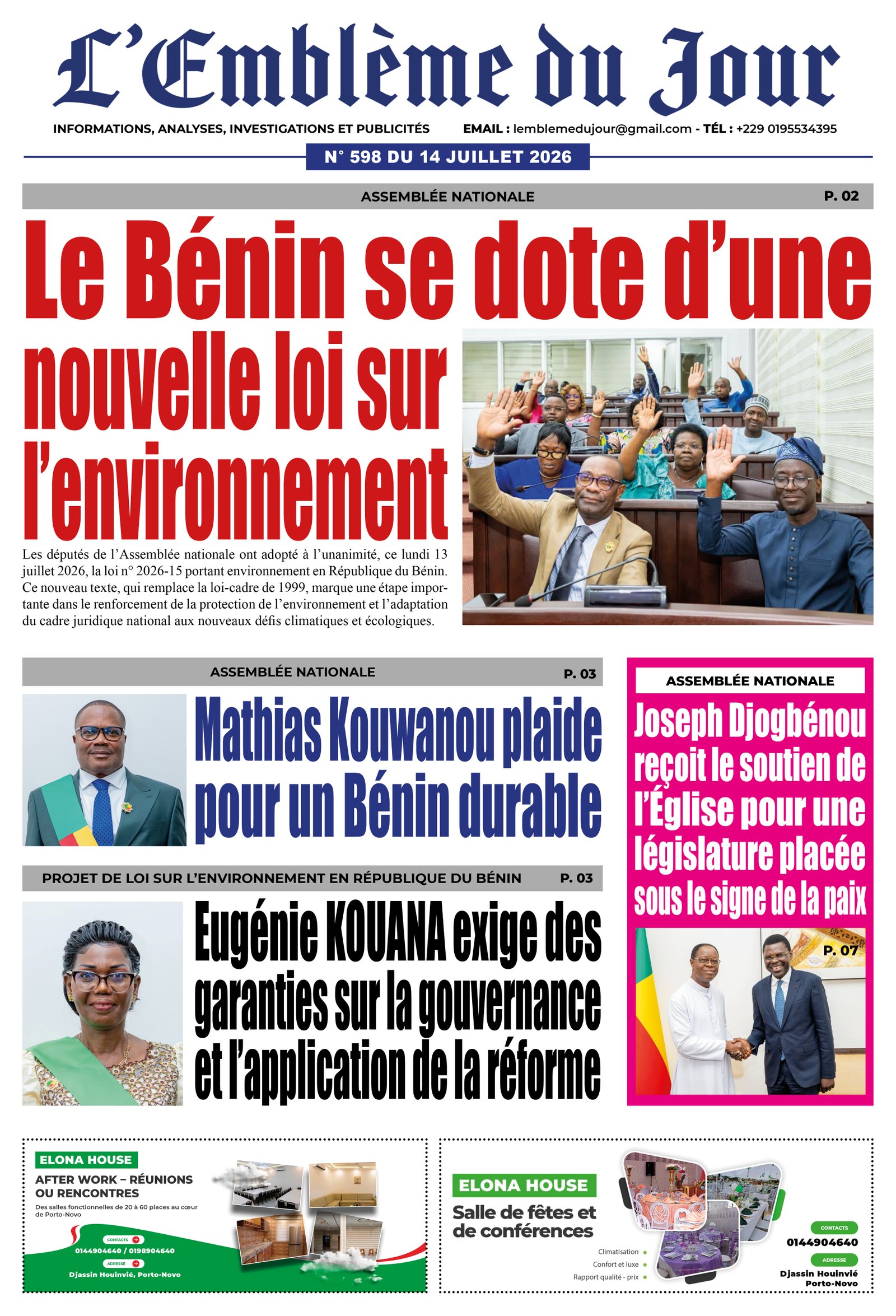 Une du journal