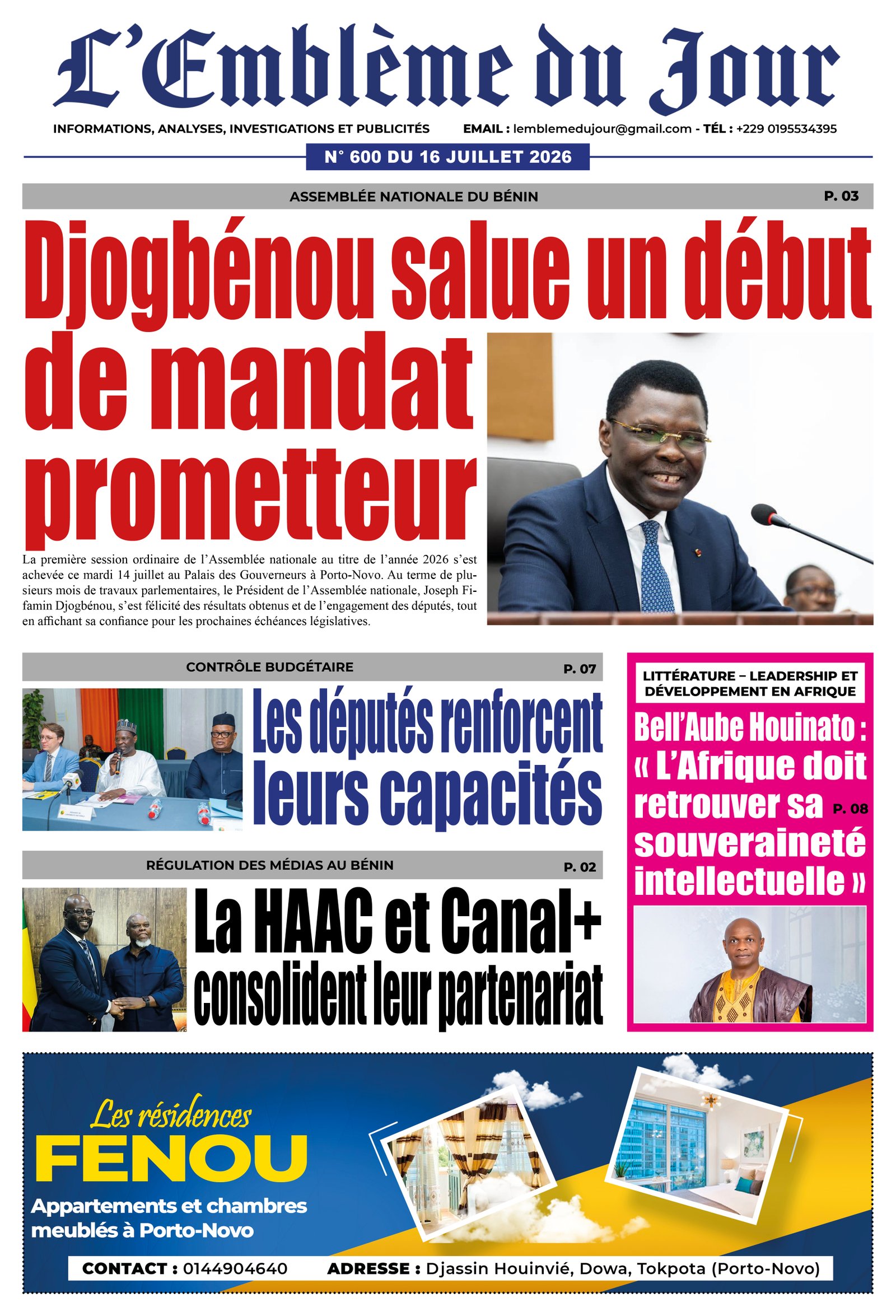 Une du journal