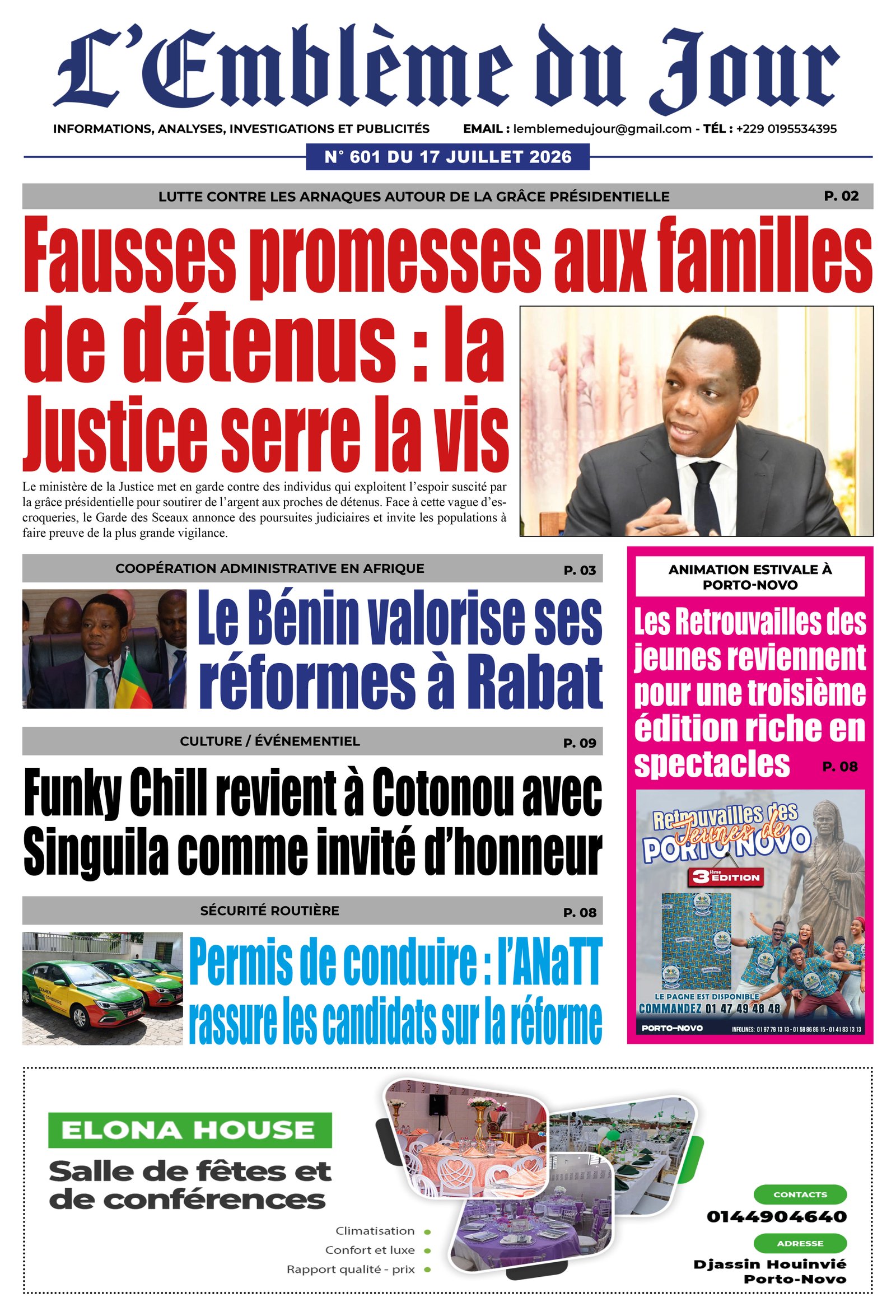 Une du journal