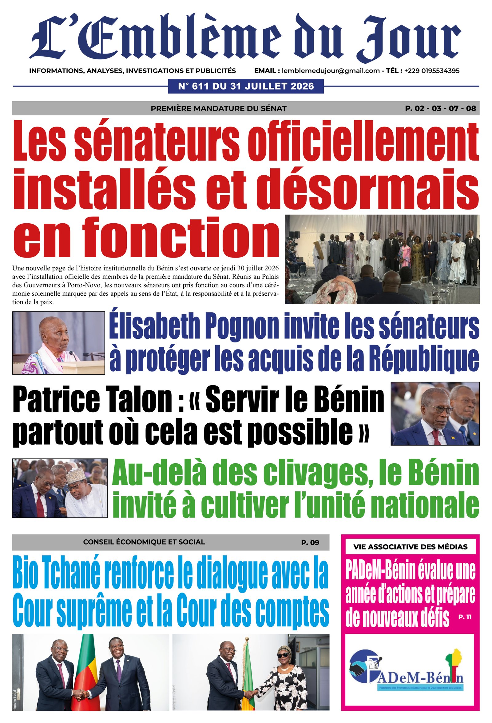 Une du journal