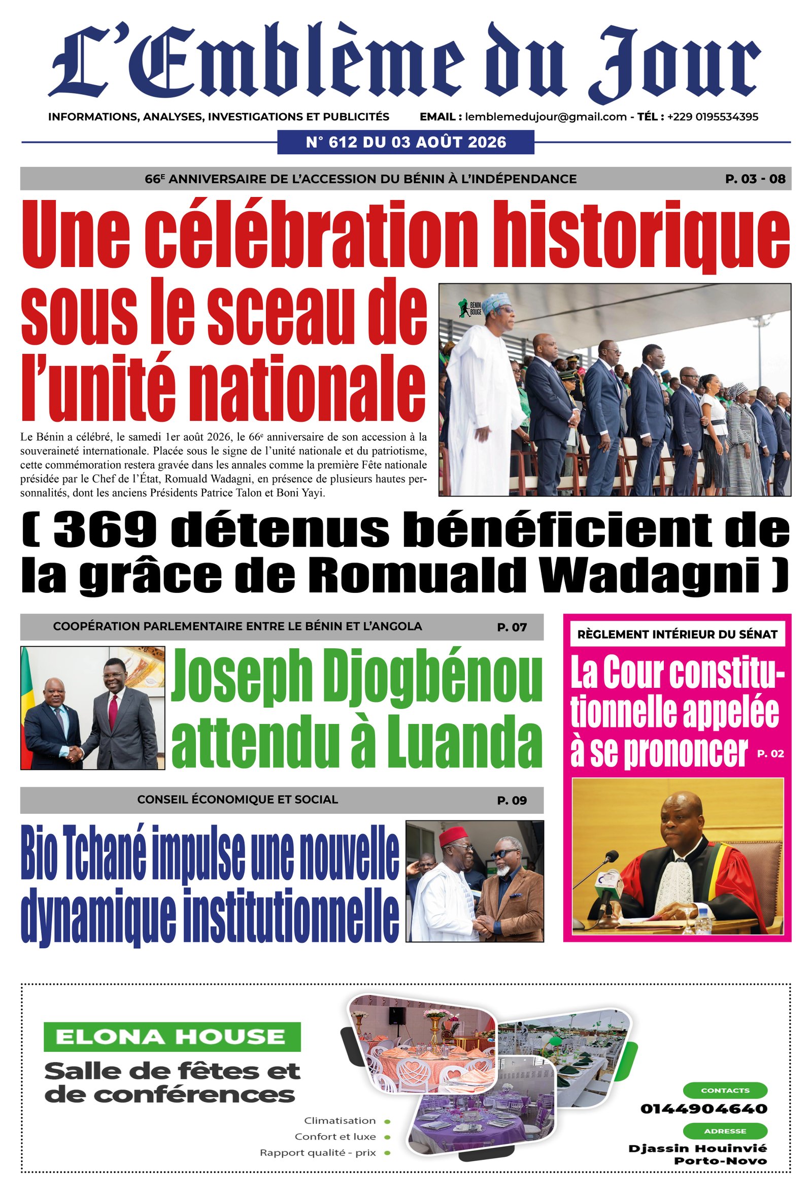 Une du journal