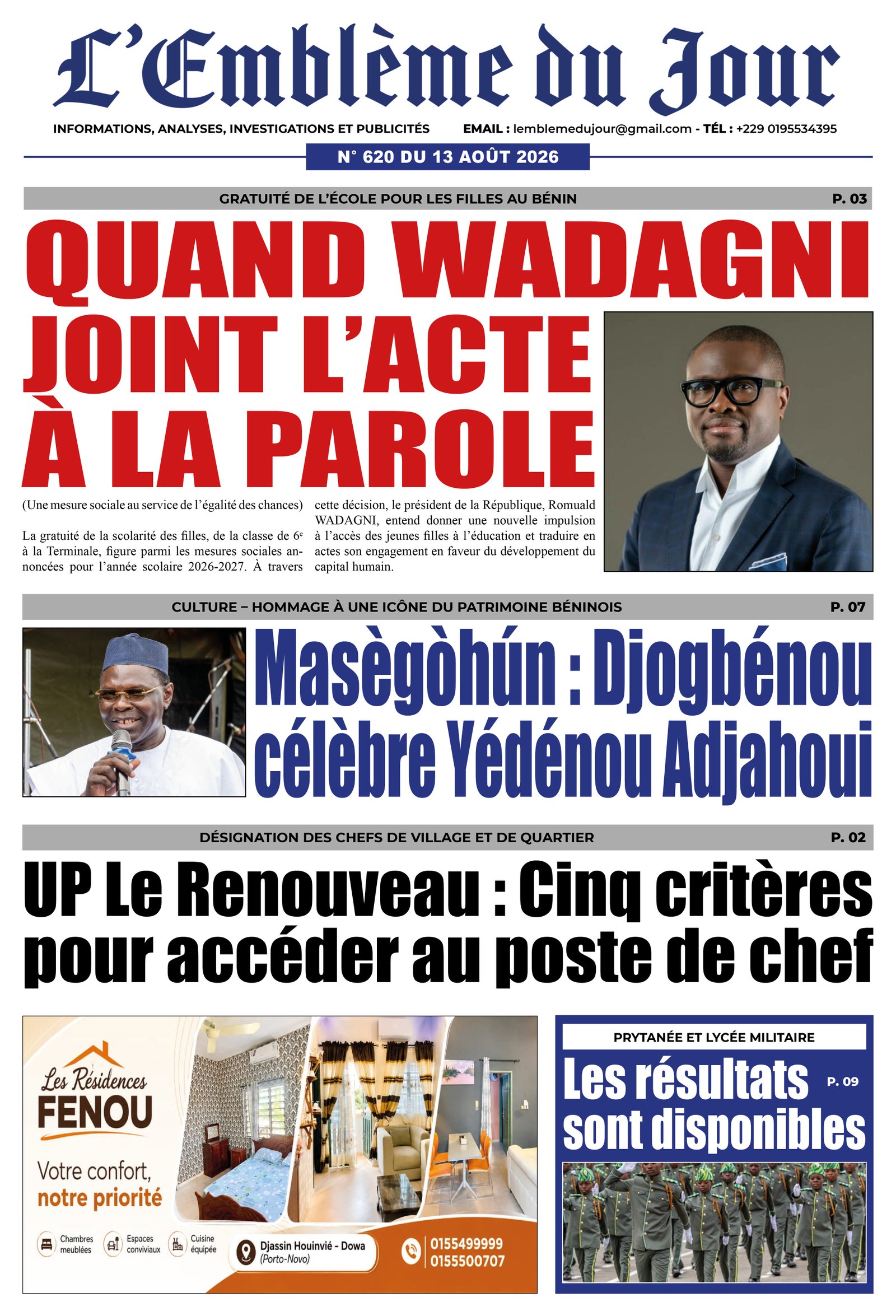 Une du journal