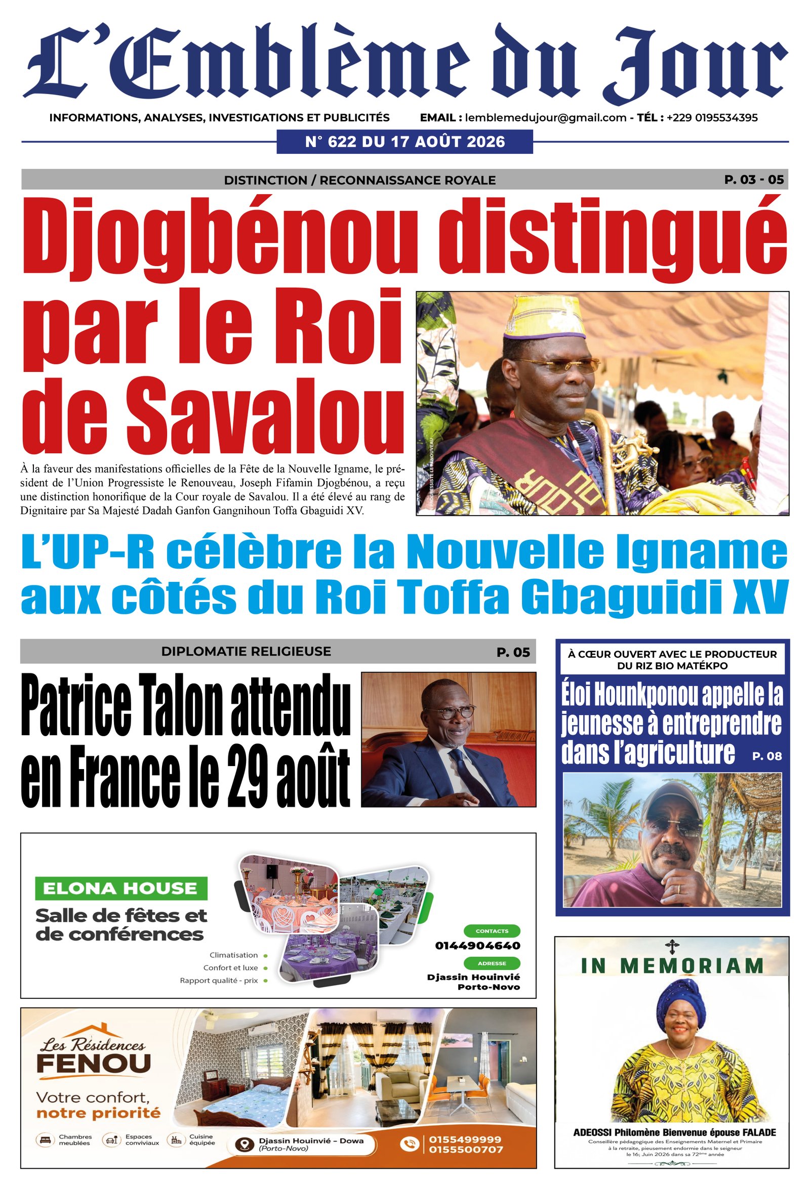 Une du journal