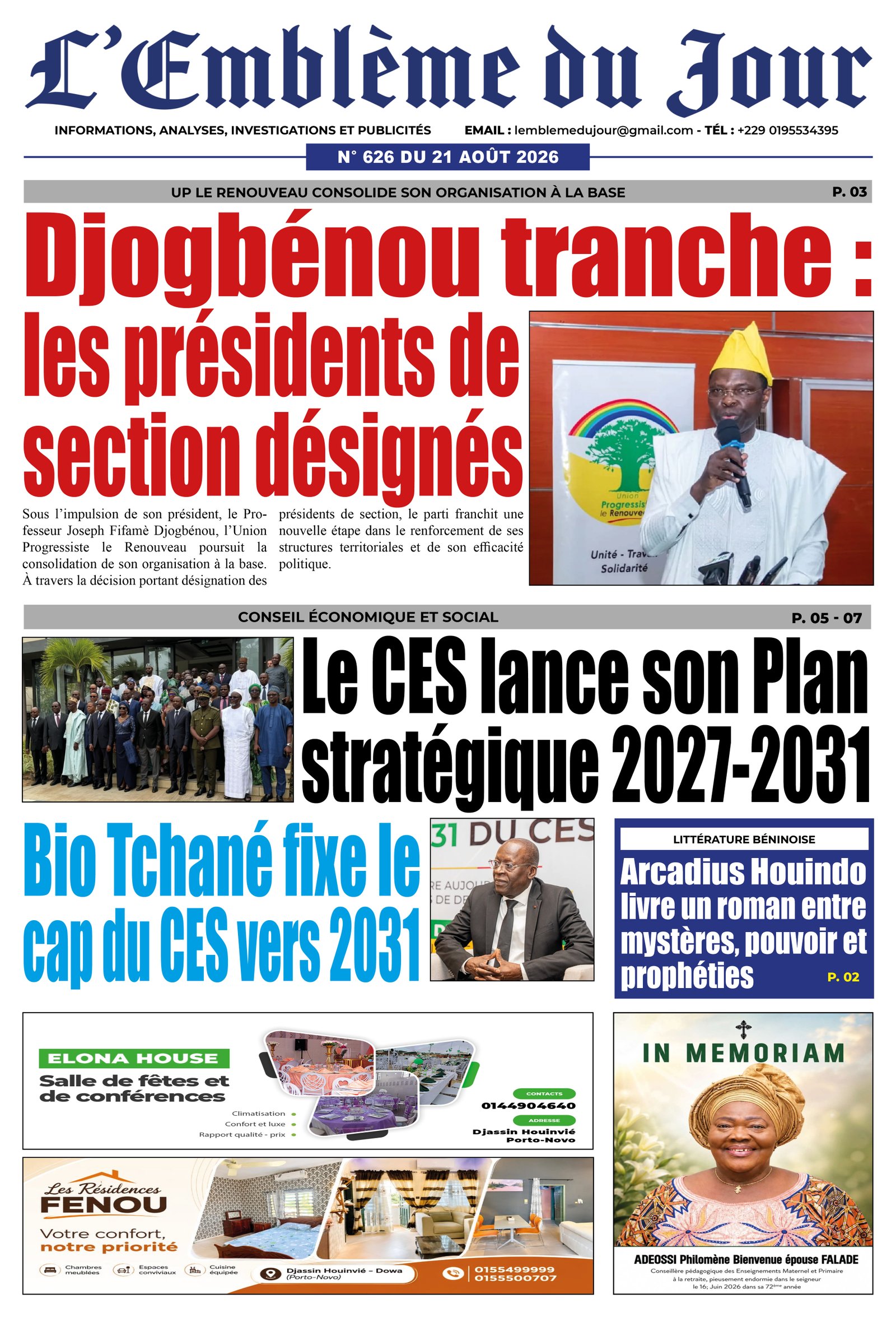 Une du journal