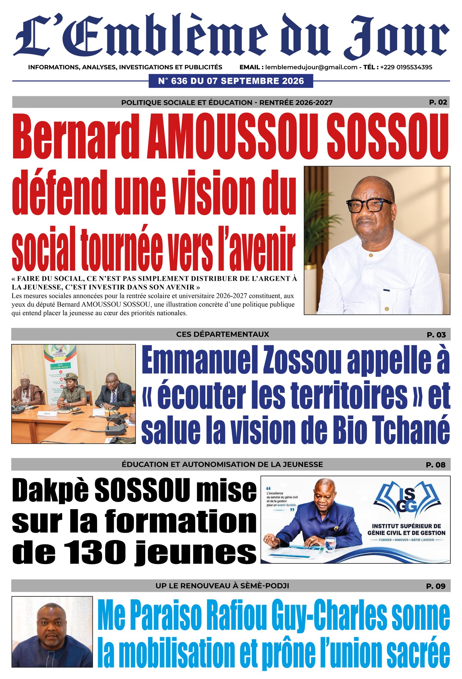Une du journal