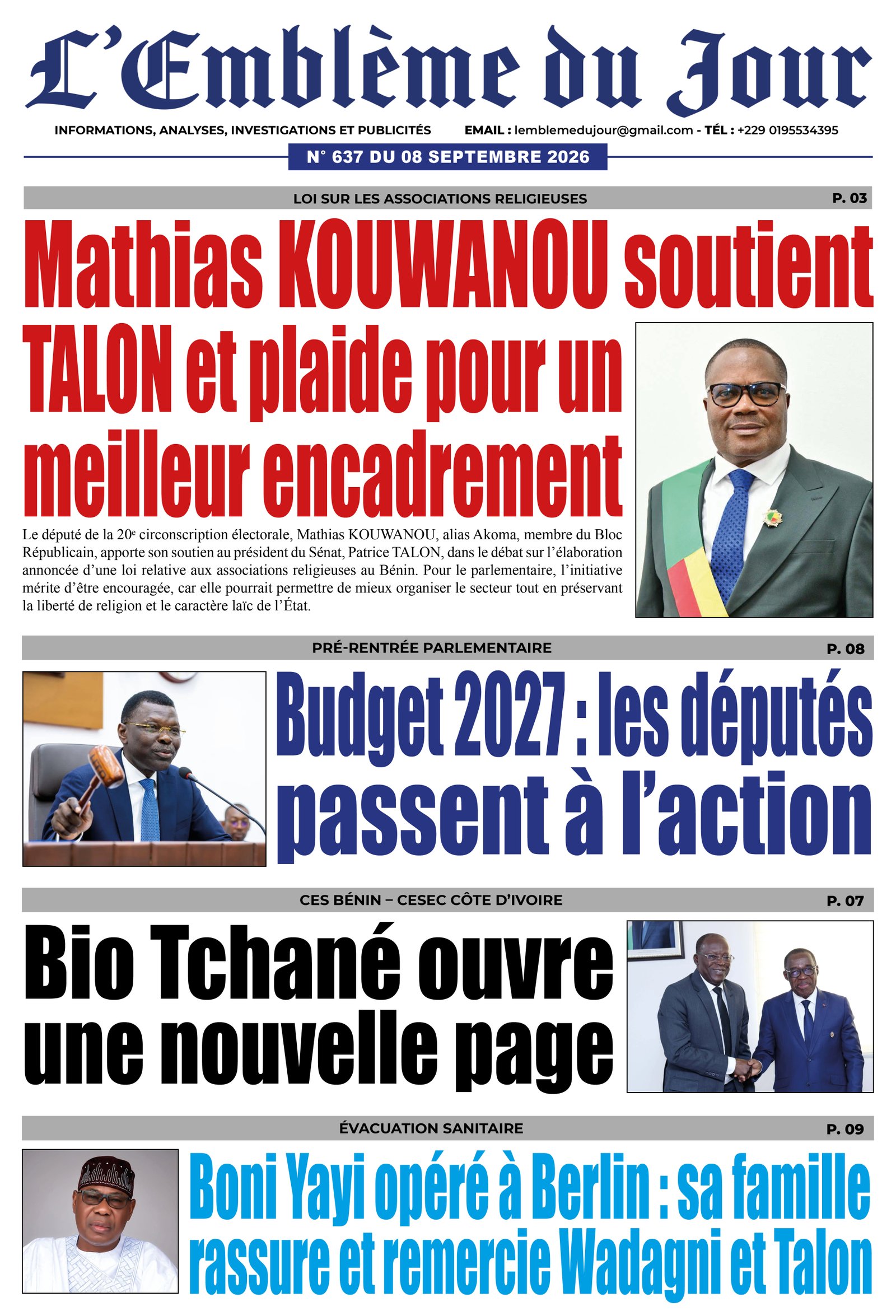 Une du journal