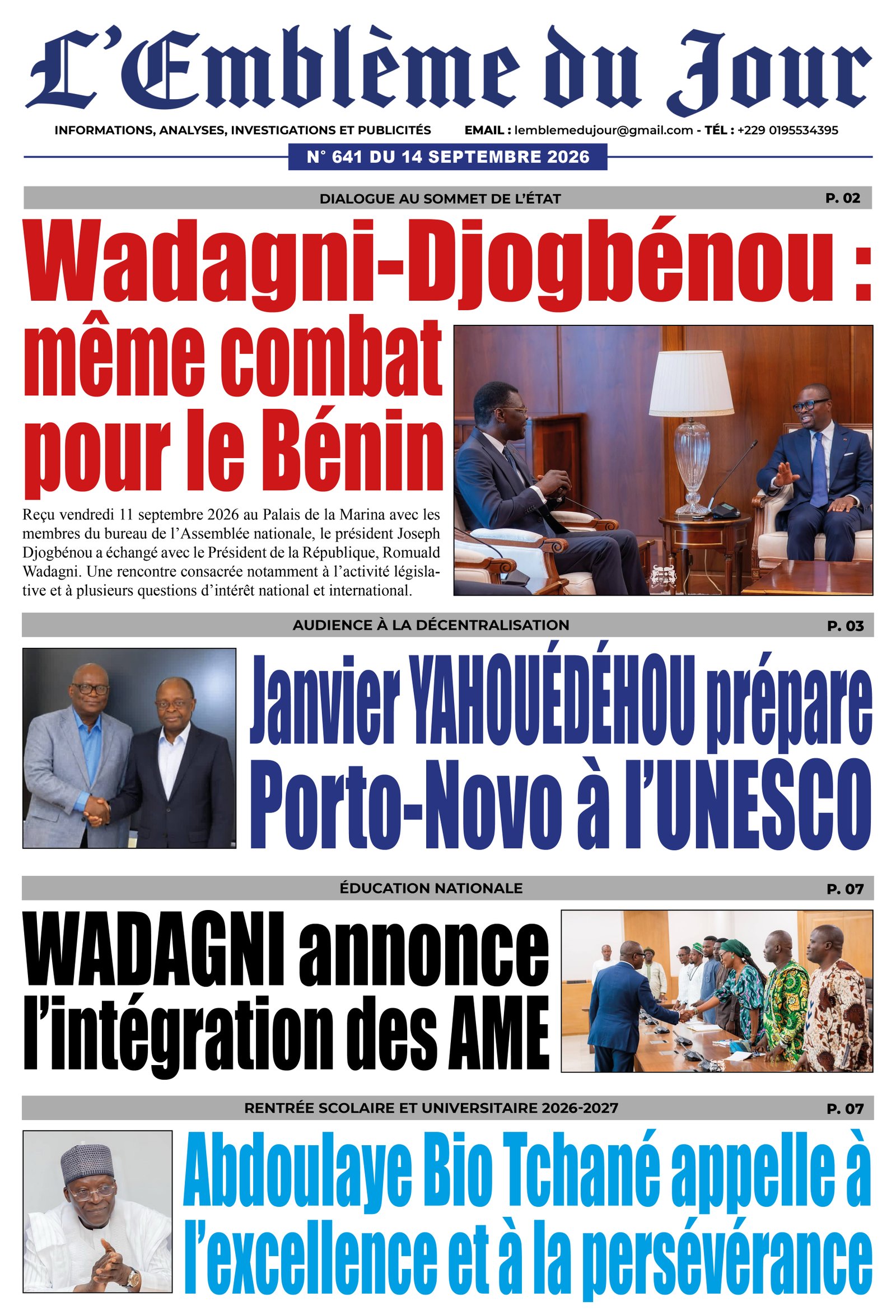 Une du journal